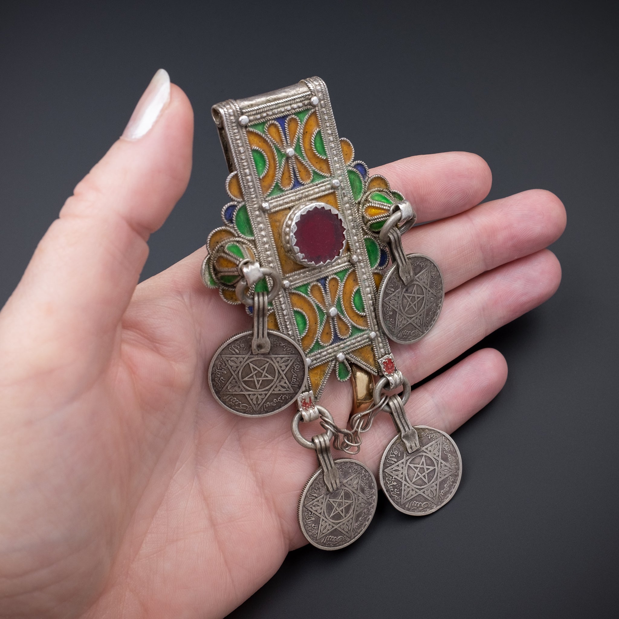 Mid-century Silver Hirz Amulet Pendant, Morocco