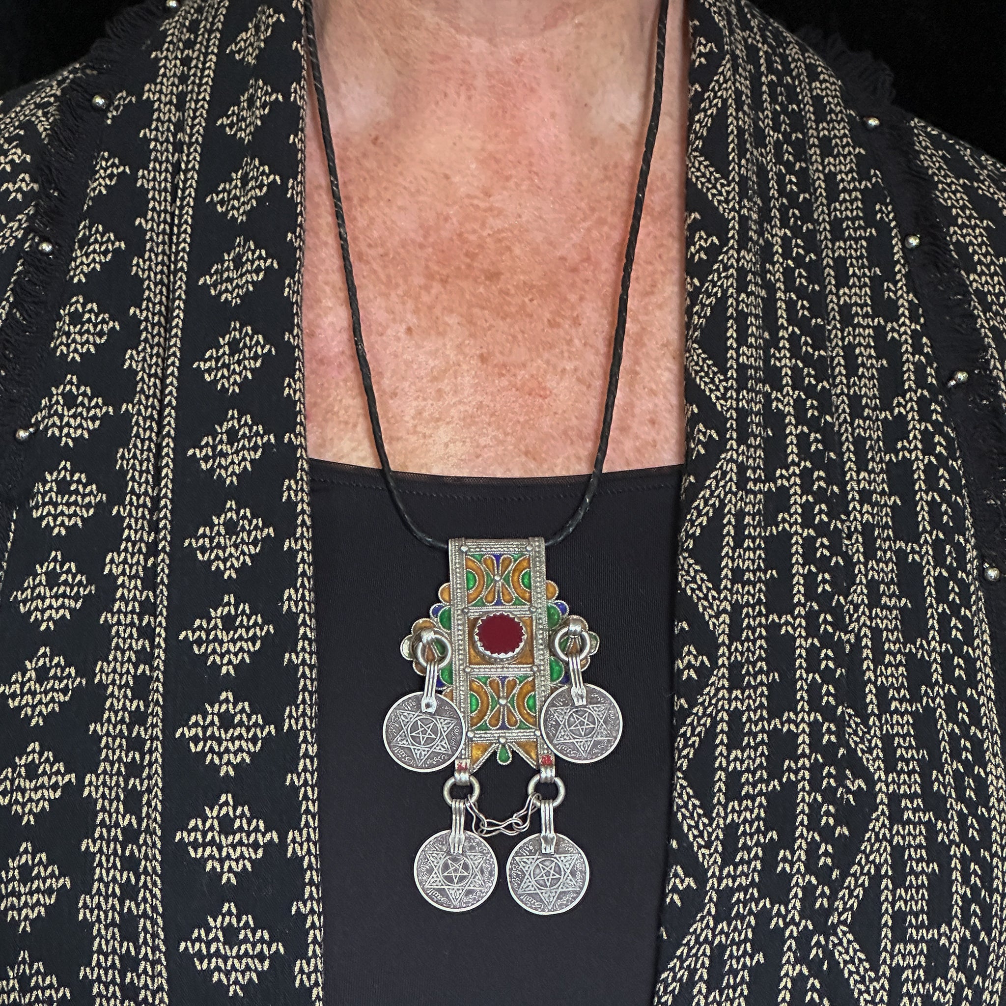Mid-century Silver Hirz Amulet Pendant, Morocco