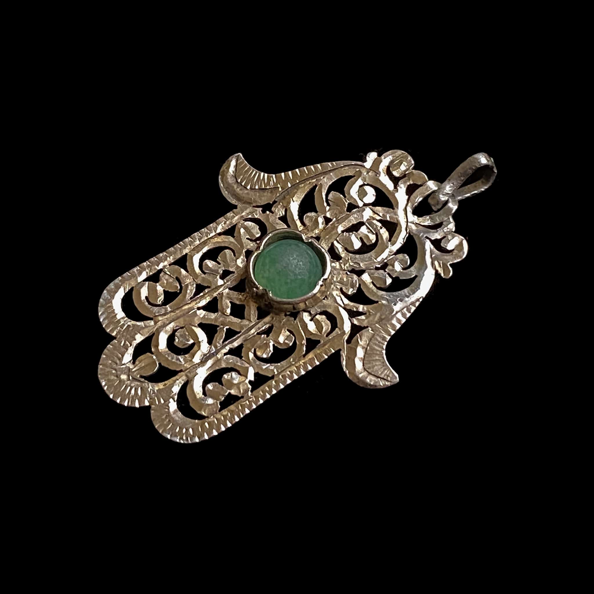 Vintage Moroccan Gilded Silver 'Hand of Fatima' Khamsa (Hamsa) Pendant