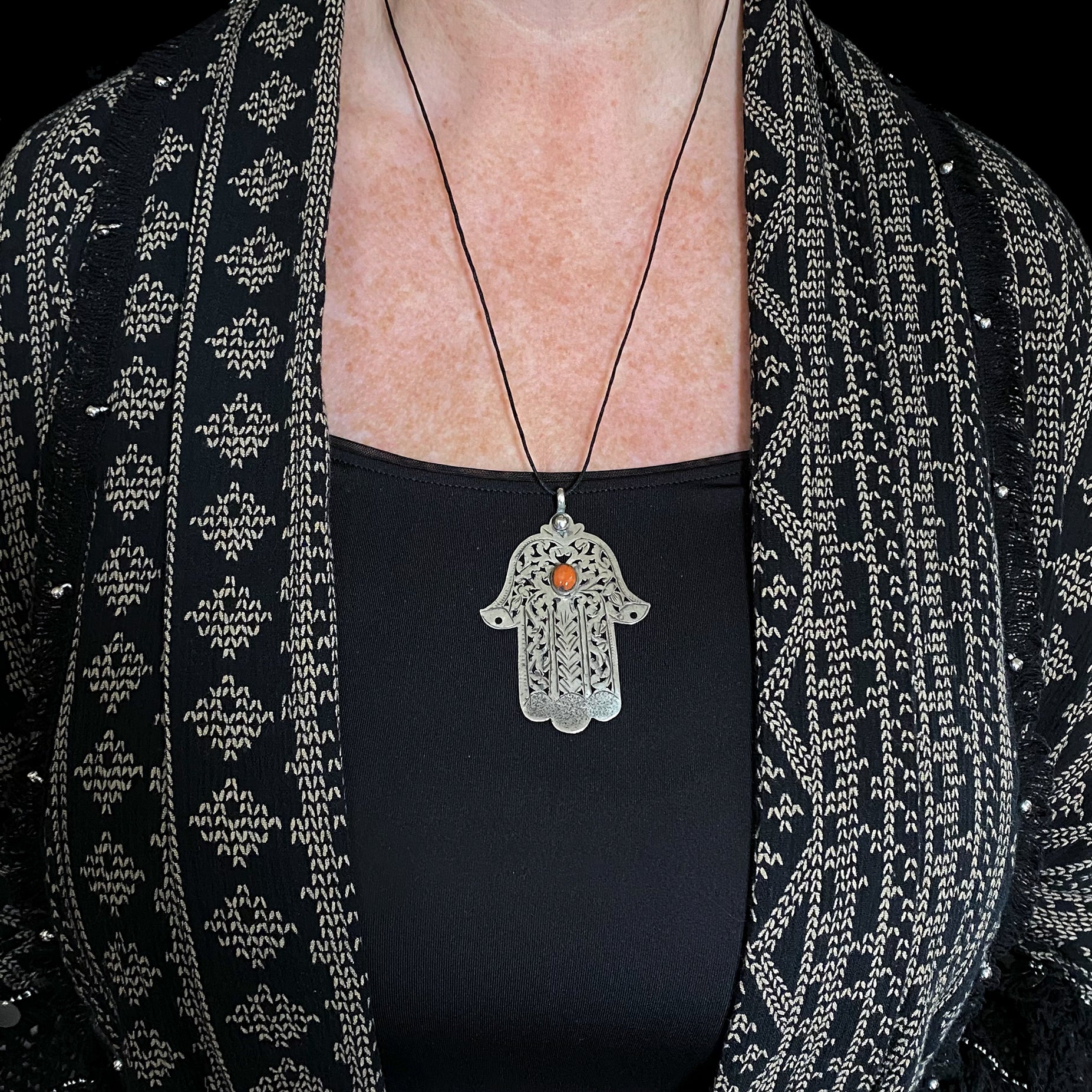 Vintage Silver Hamsa from Essaouira, Morocco