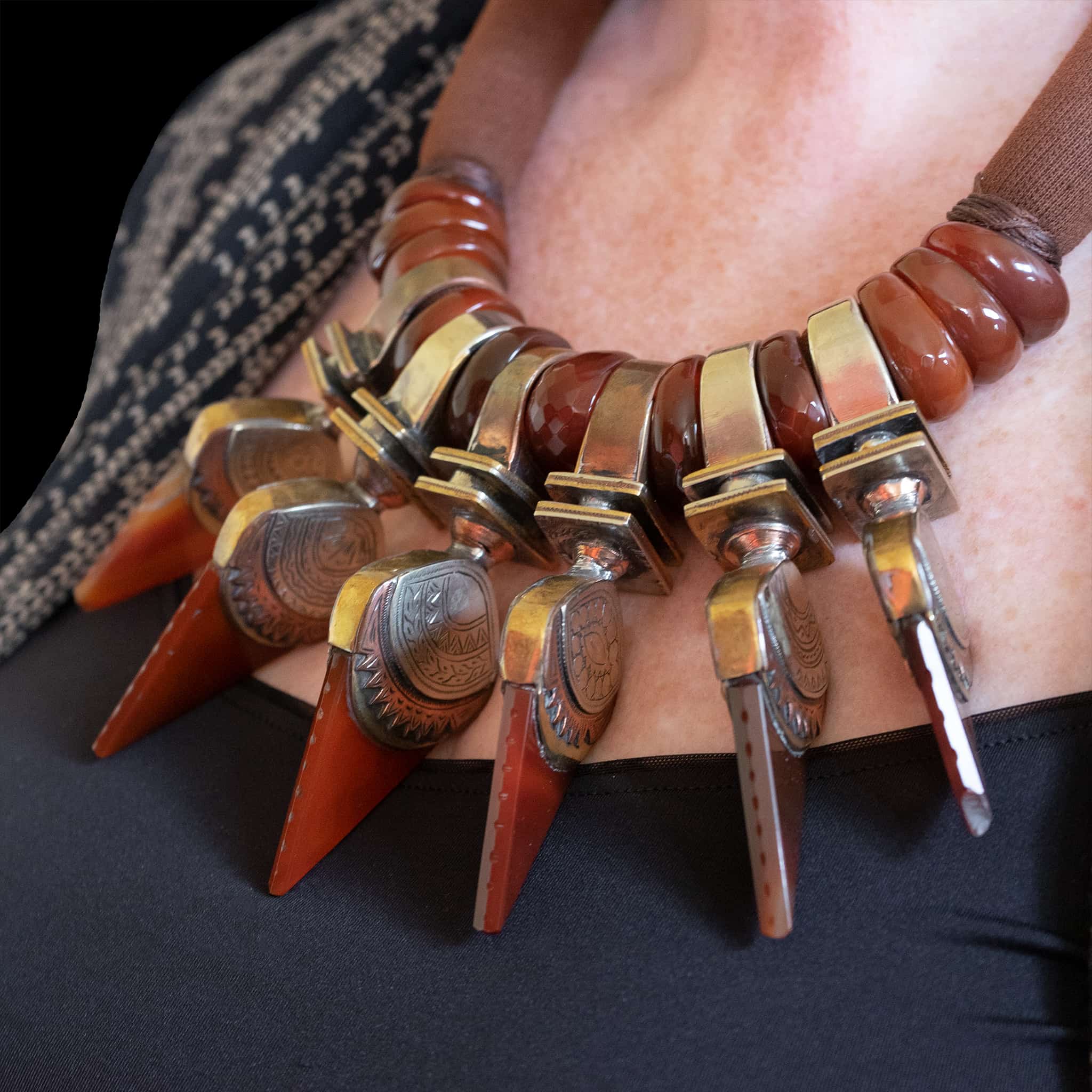 Moroccan Carnelian Designer Necklace by Faouzi Mghatete