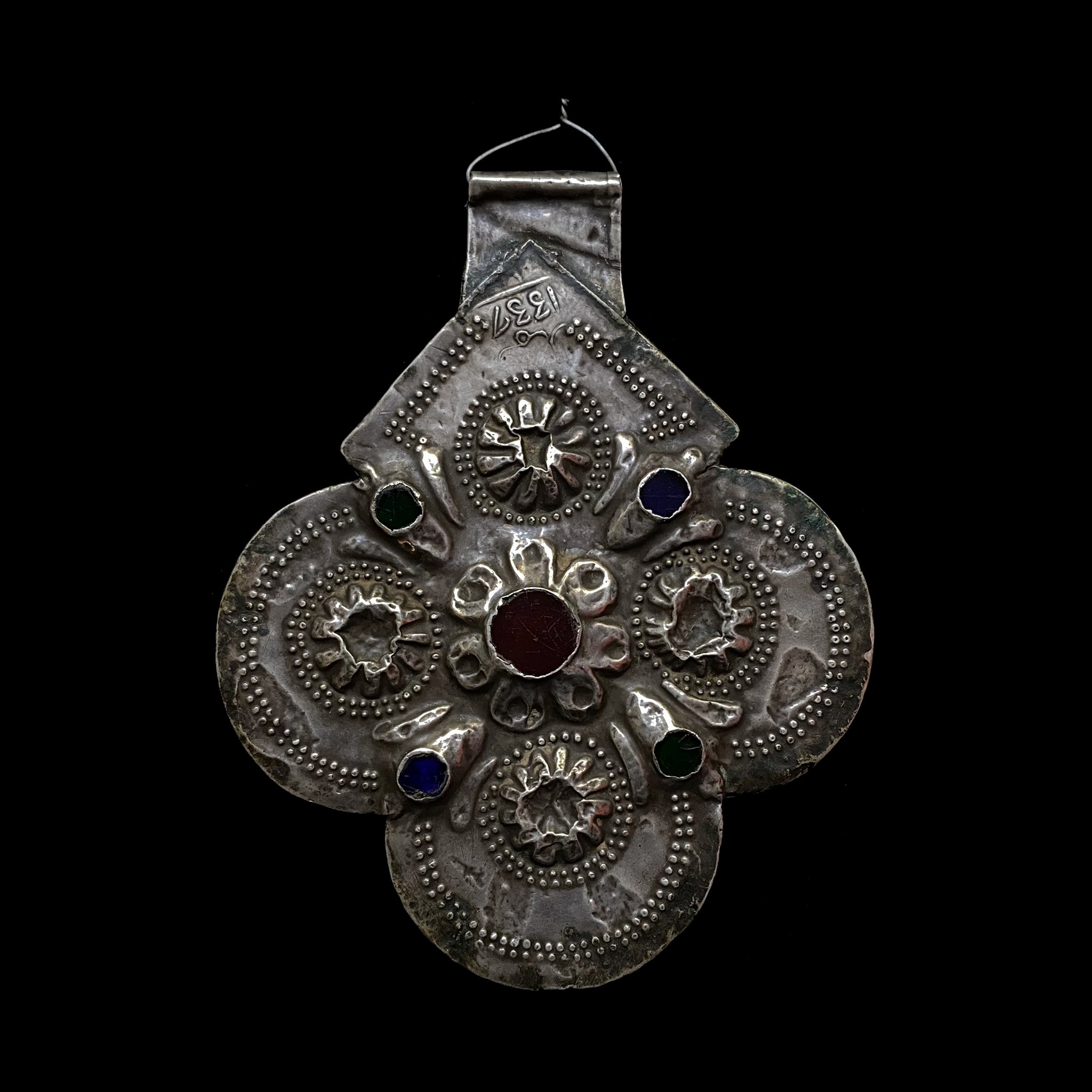 Large Antique Silver ‘Foulet’ Hamsa from Marrakech, Morocco