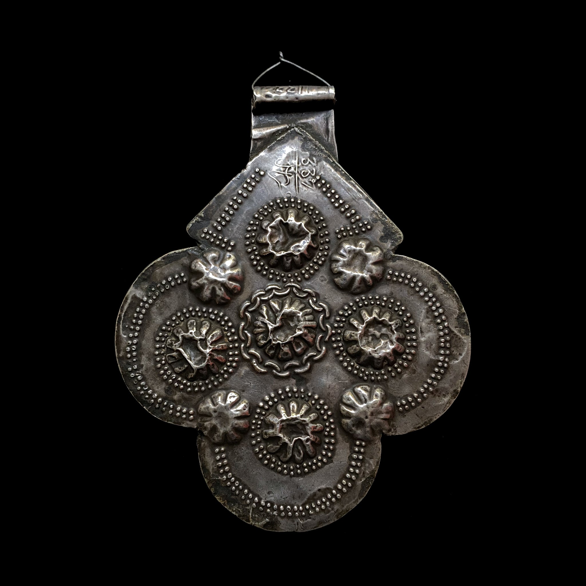 Large Antique Silver ‘Foulet’ Hamsa from Marrakech, Morocco