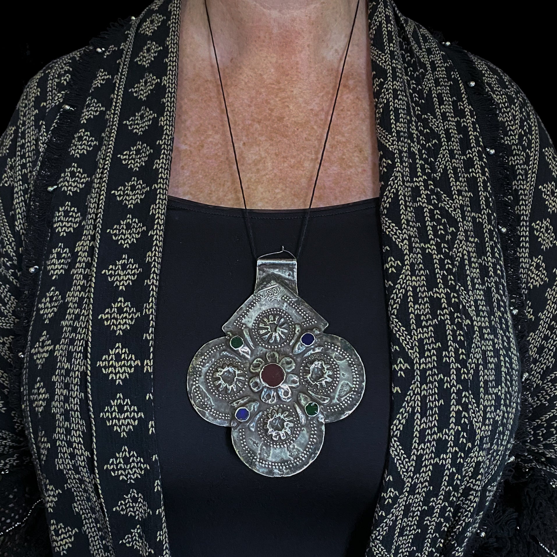 Large Antique Silver ‘Foulet’ Hamsa from Marrakech, Morocco