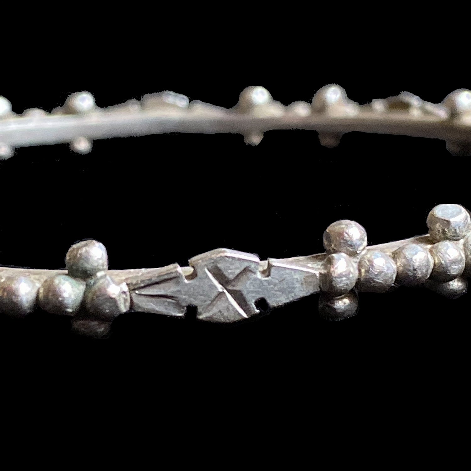 Vintage silver Saharan Tuareg inlaid bangle bracelet from Guelmim