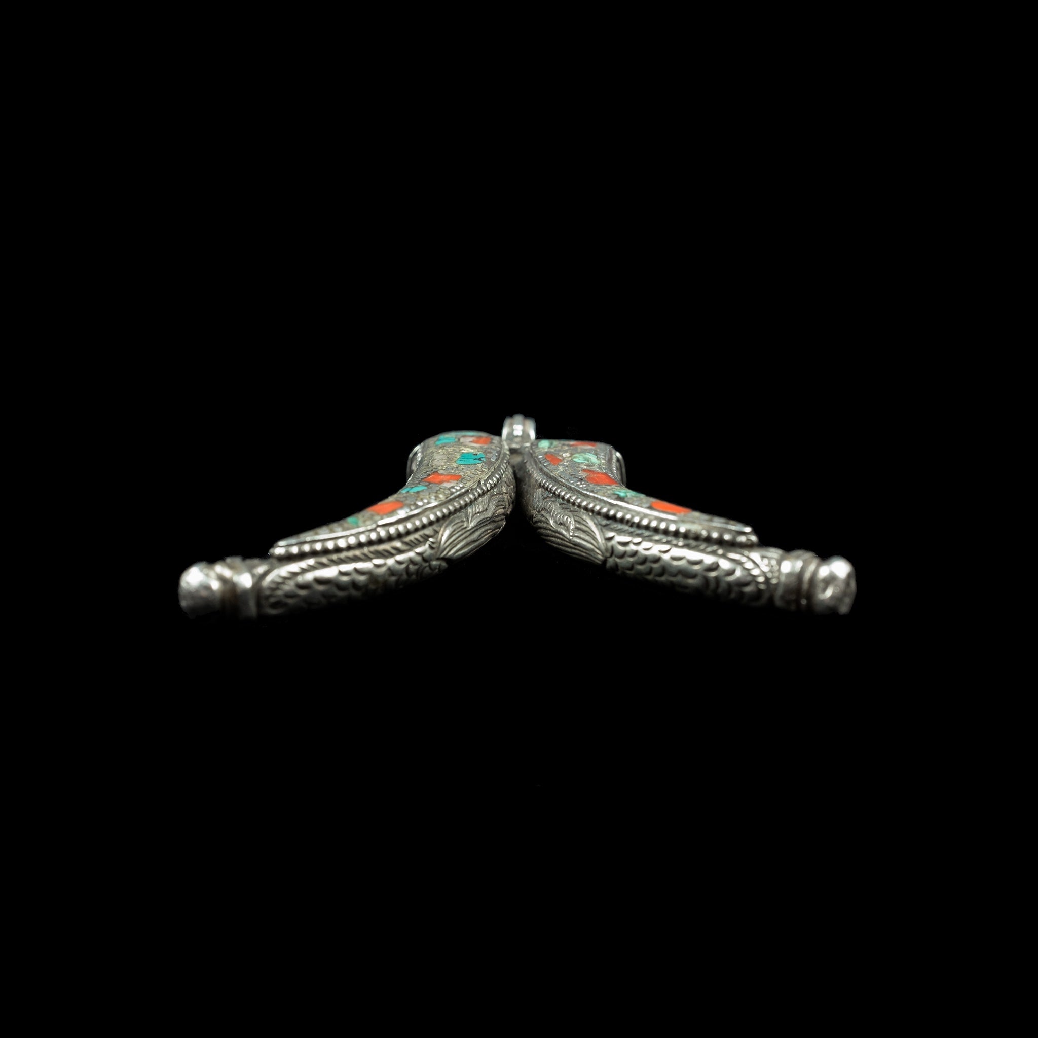 Himalayan Silver, Coral & Turquoise Pendant | Vintage Ethnic Jewellery