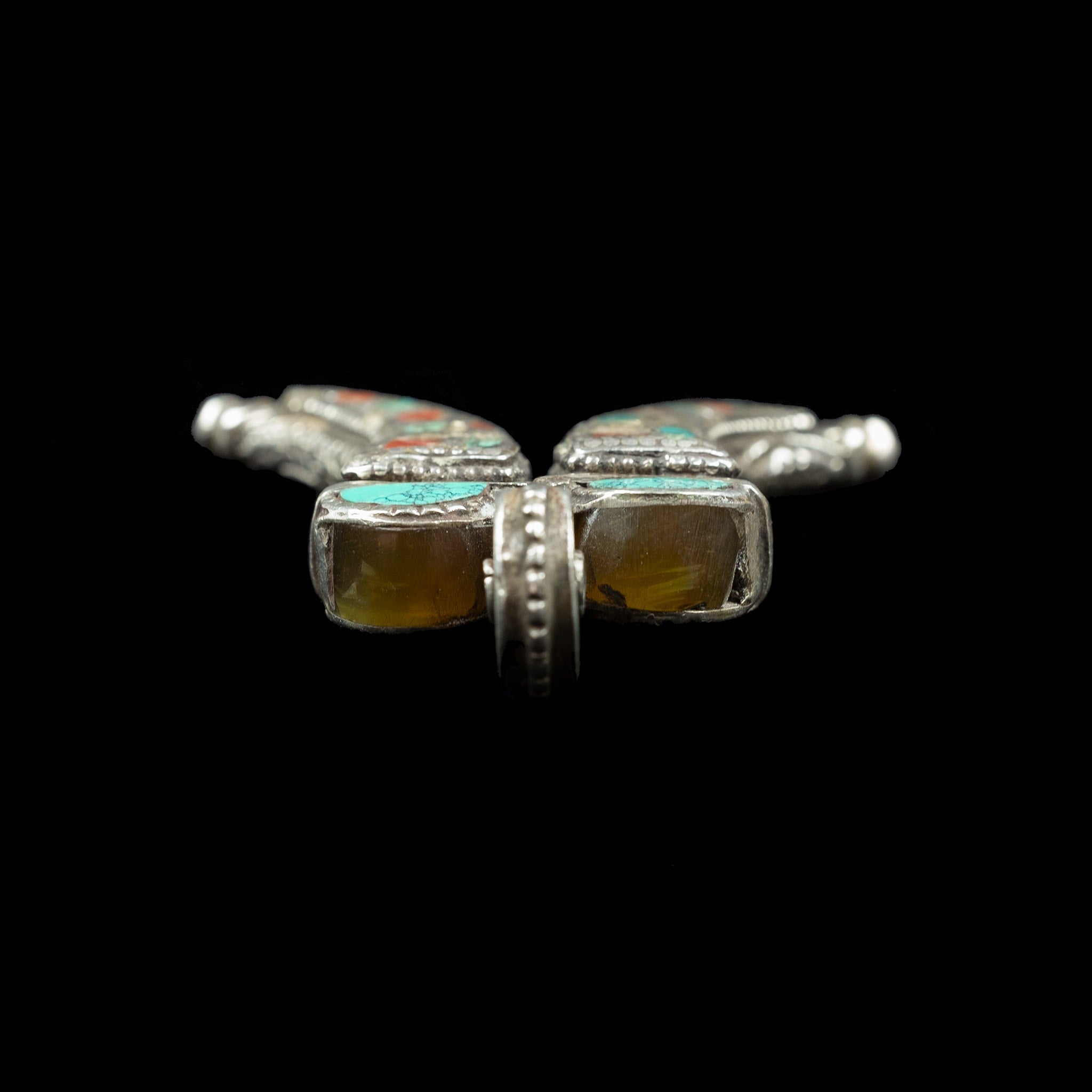 Himalayan Silver, Coral & Turquoise Pendant | Vintage Ethnic Jewellery