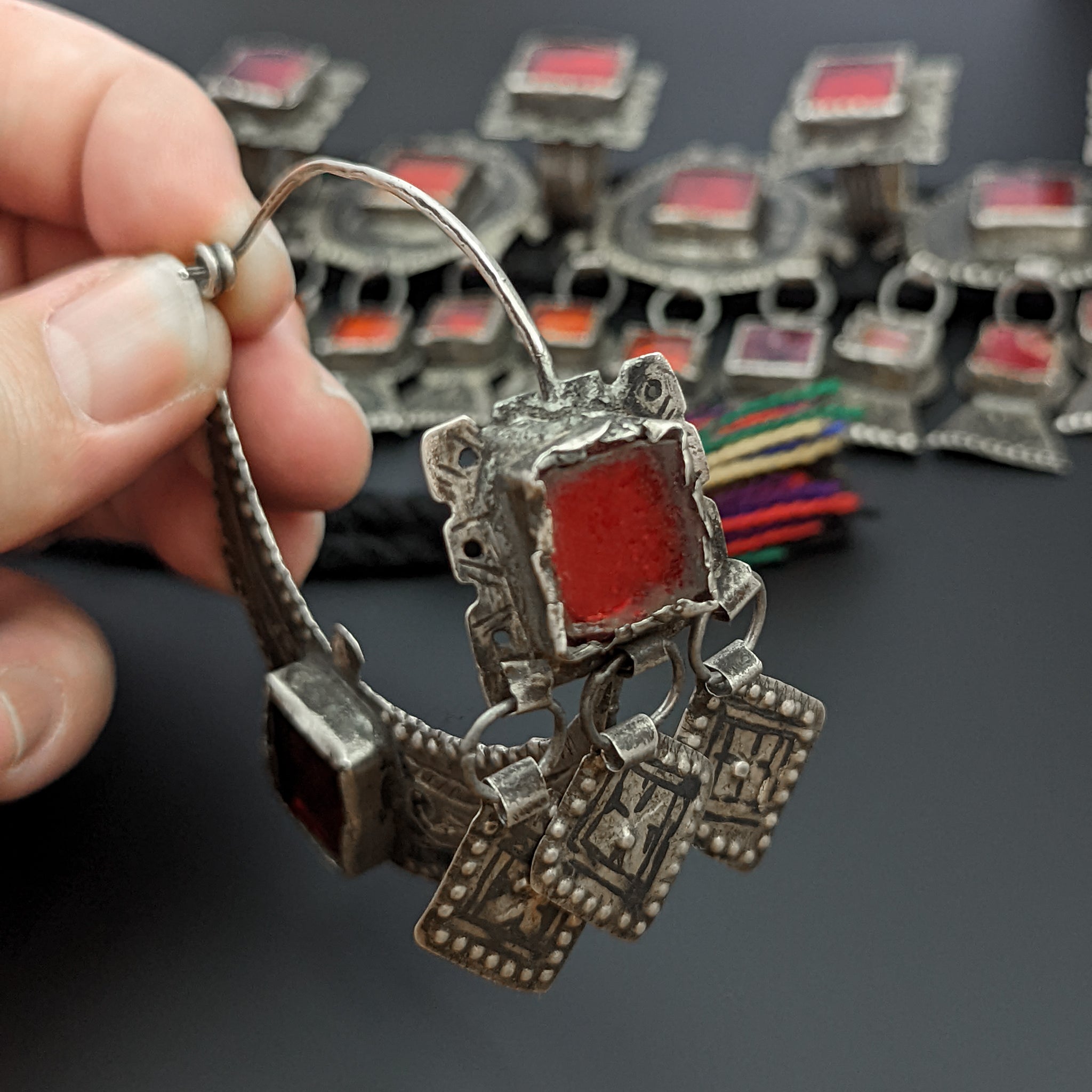 Traditional Antique Amazigh (Berber) Headdress, Ida ou Nadif, Morocco with matching Earrings/Temporals – RARE