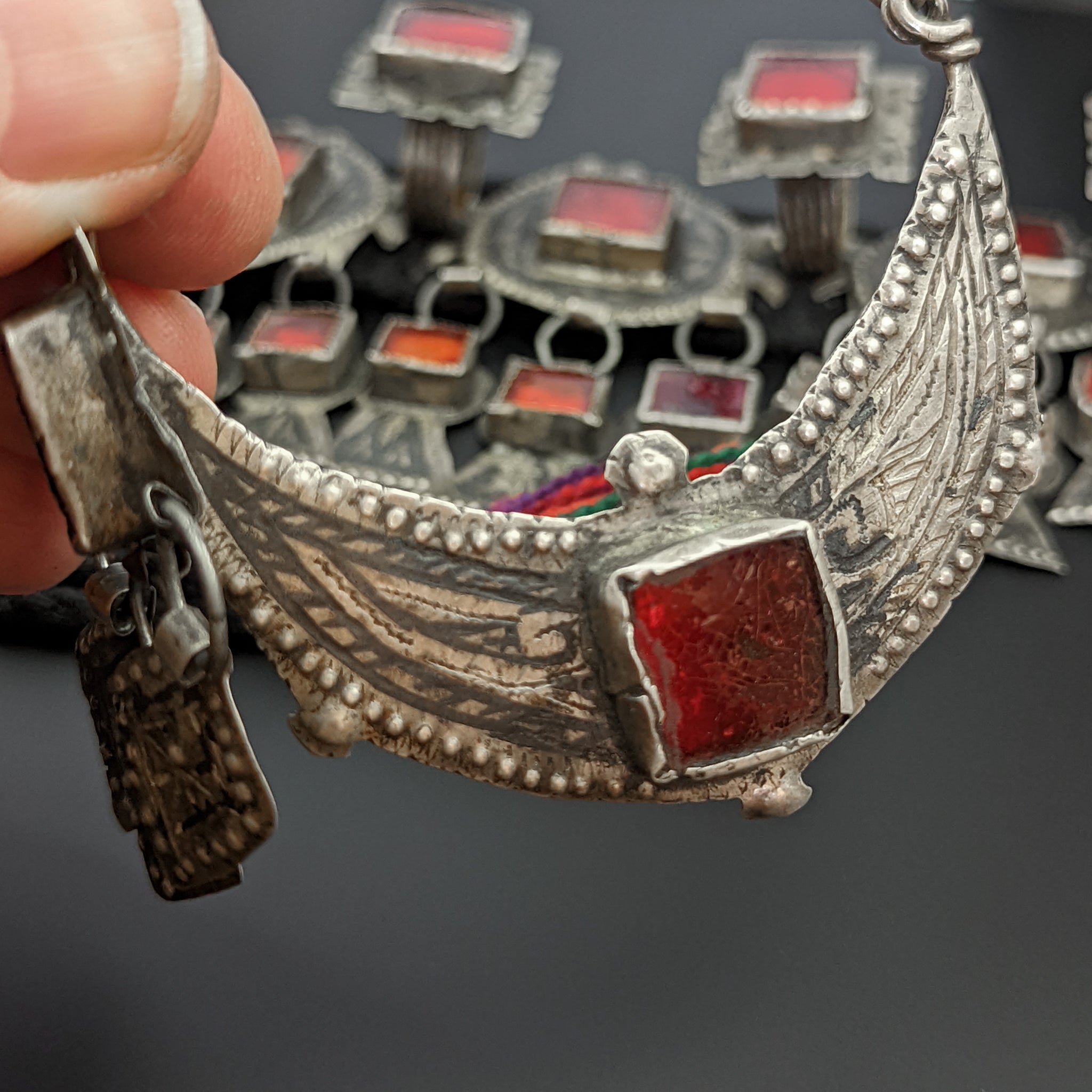 Traditional Antique Amazigh (Berber) Headdress, Ida ou Nadif, Morocco with matching Earrings/Temporals – RARE