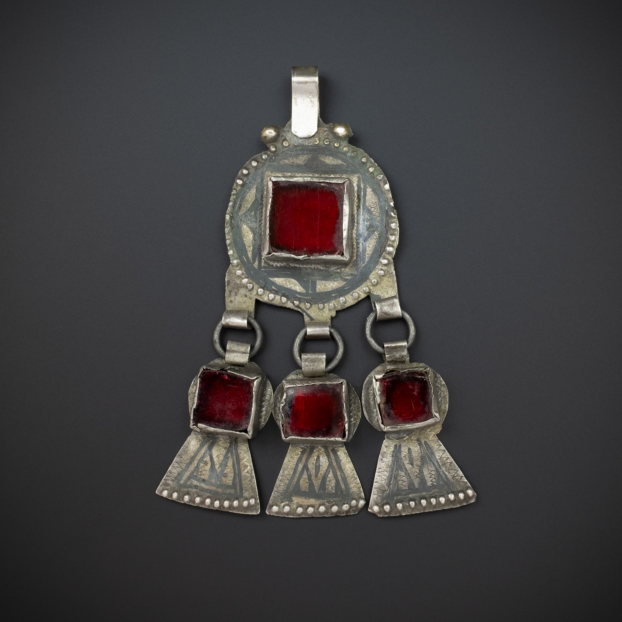 Vintage Silver Niello Pendant, Ida ou Nadif, Morocco