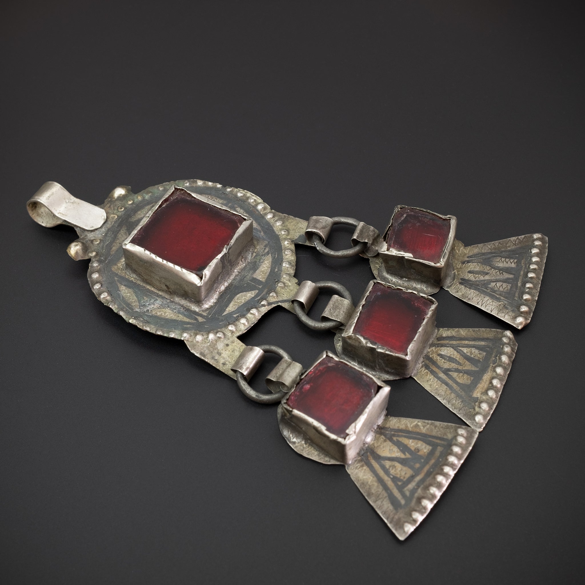 Vintage Silver Niello Pendant, Ida ou Nadif, Morocco