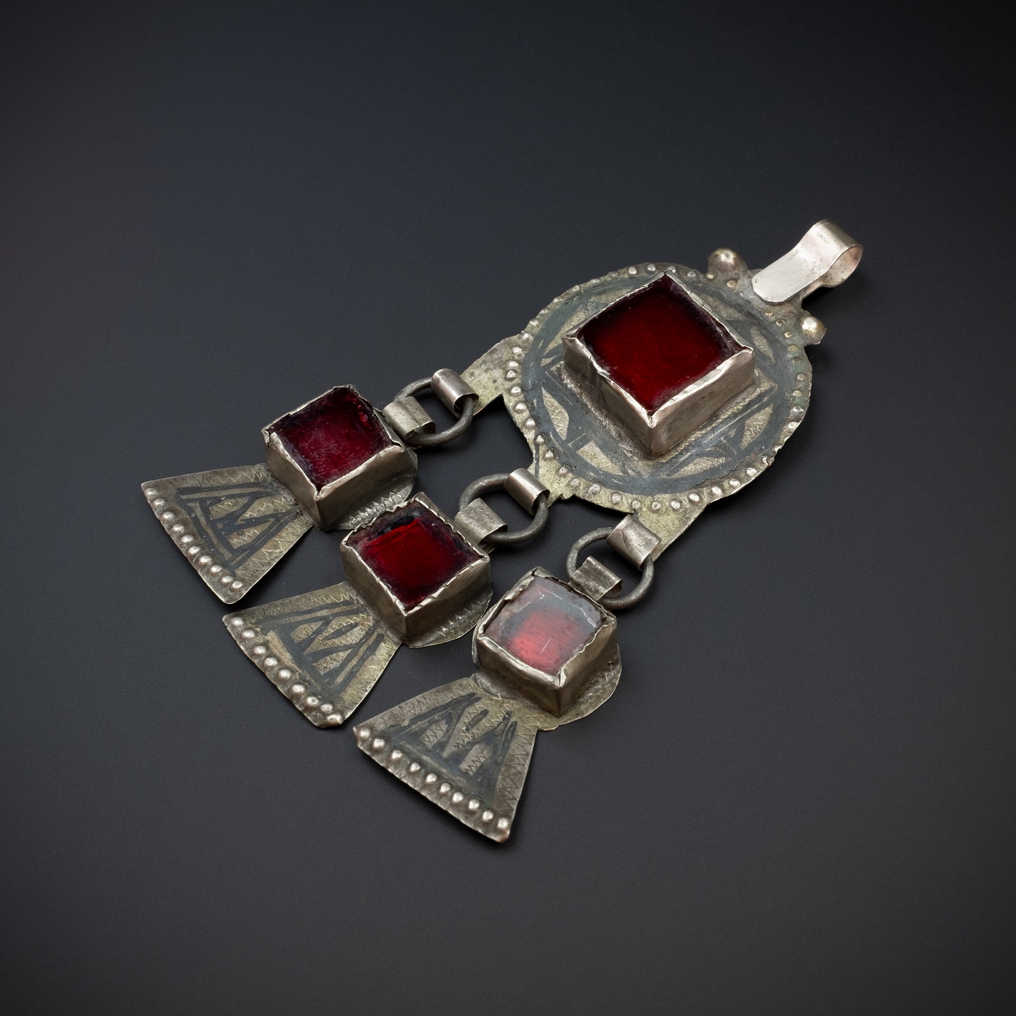 Vintage Silver Niello Pendant, Ida ou Nadif, Morocco