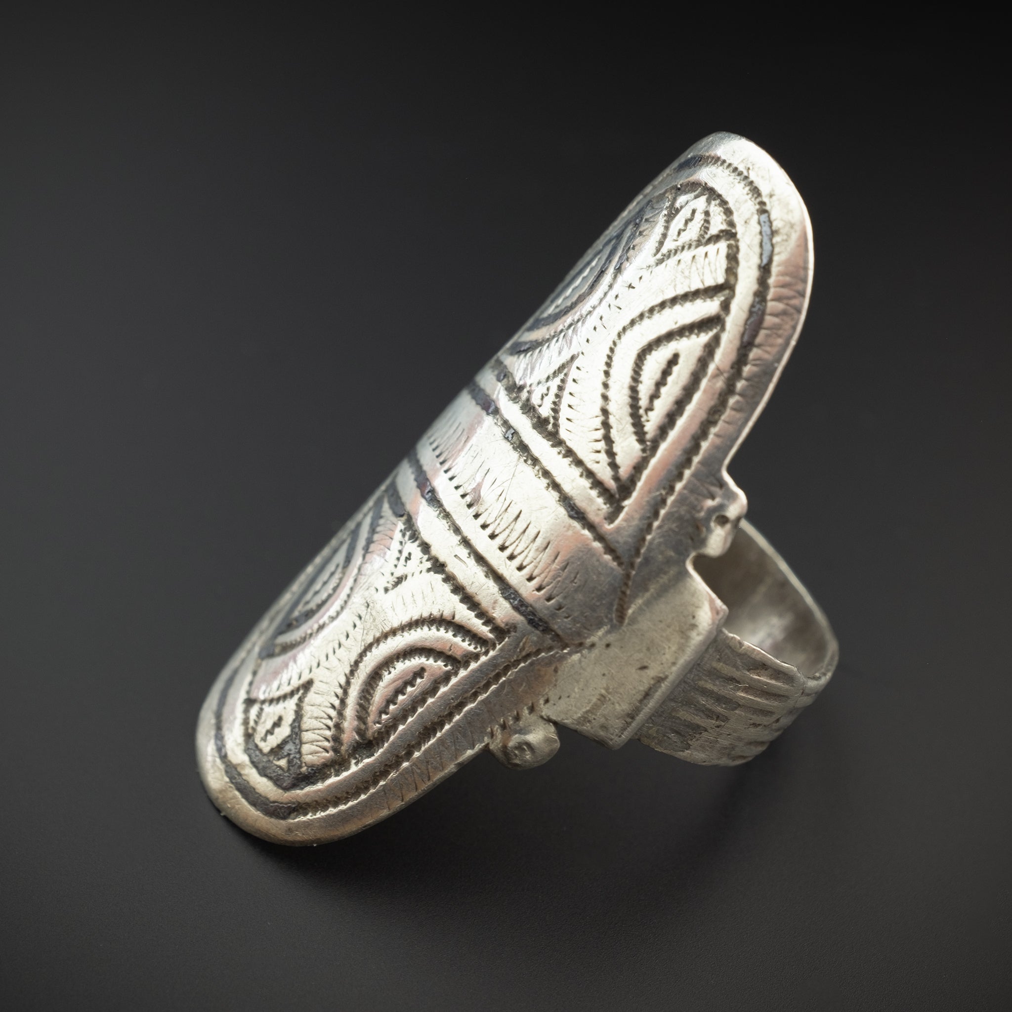 Vintage Silver Berber Shield Ring, Ida ou Nadif, Morocco