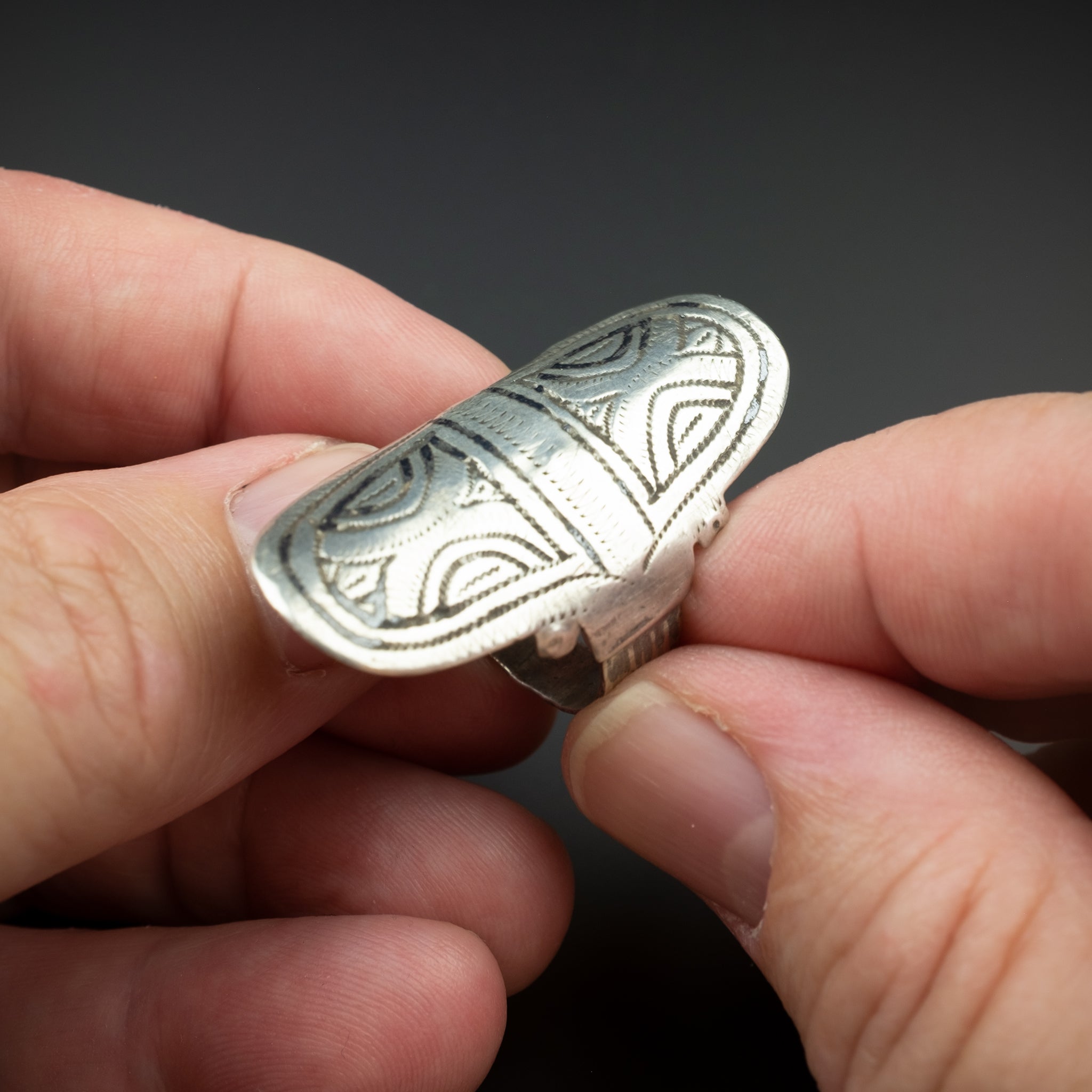 Antique Silver Berber Shield Ring, Ida ou Nadif, Morocco