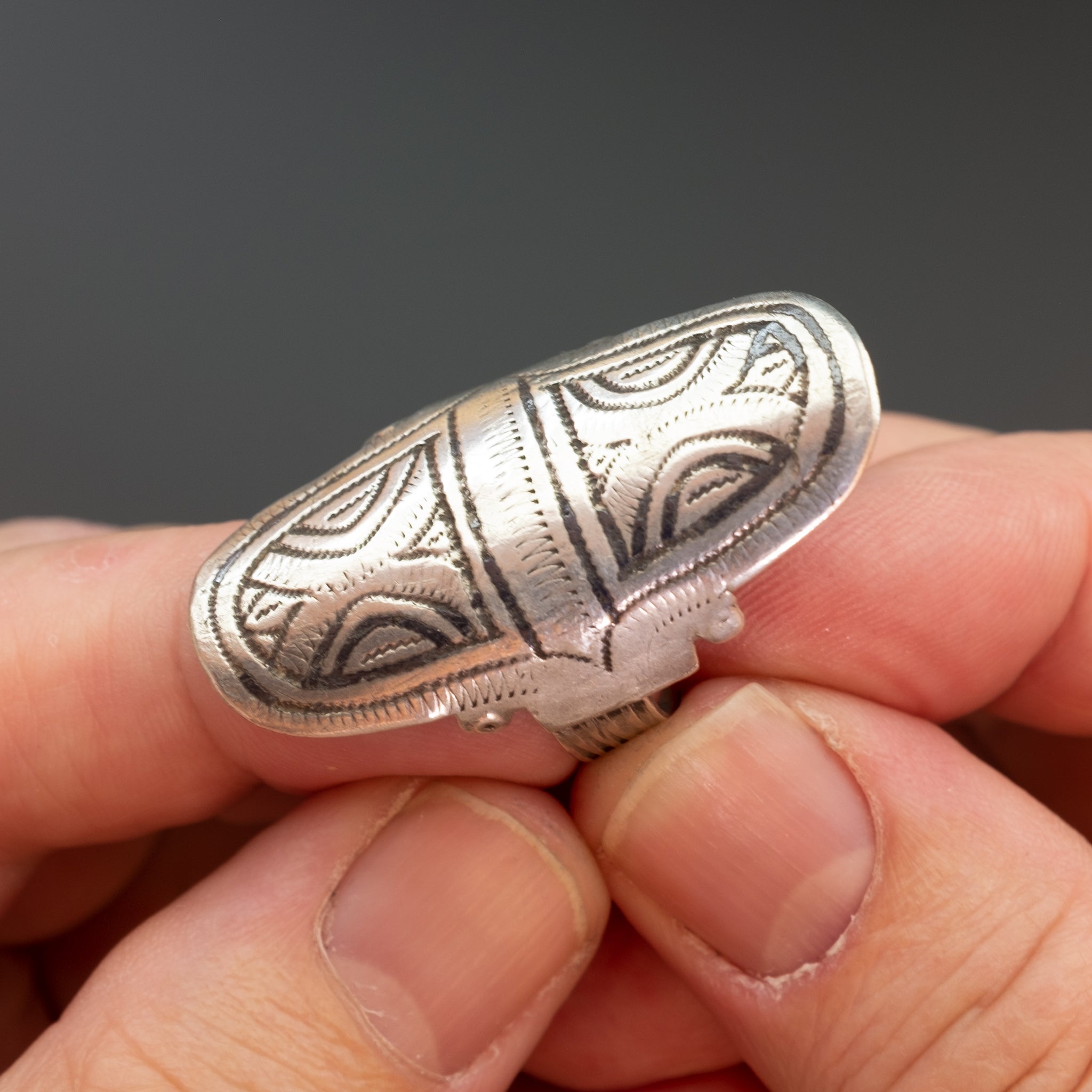 Antique Silver Berber Shield Ring, Ida ou Nadif, Morocco