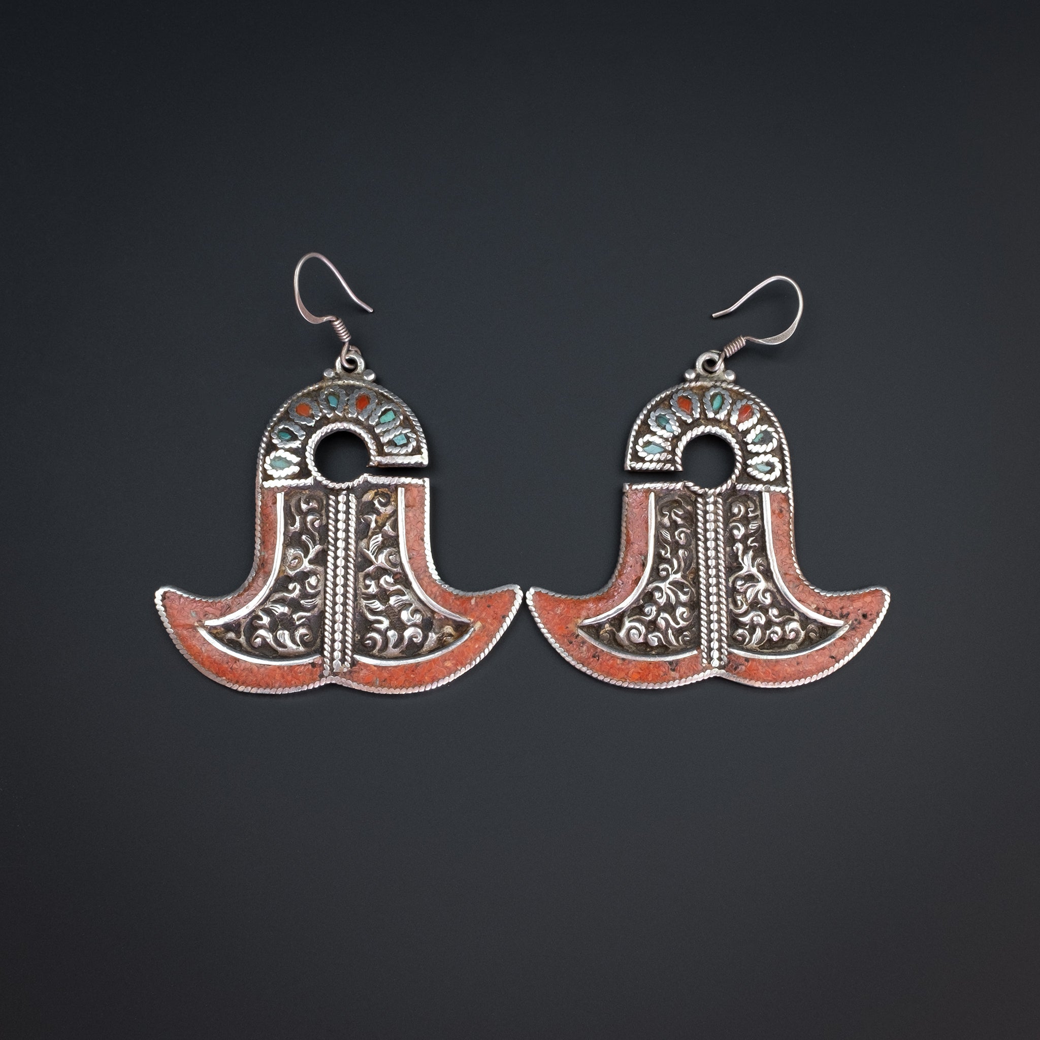Silver Indonesian earrings, Molucca Islands