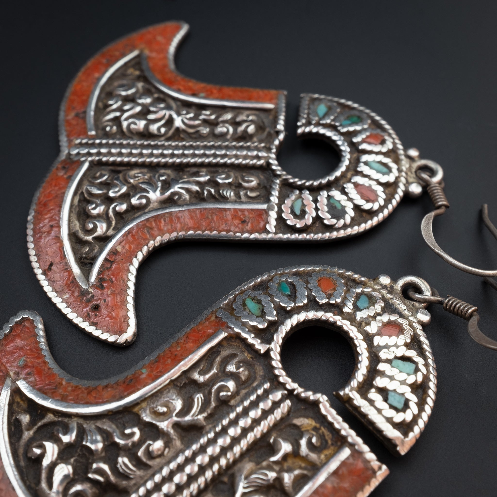 Silver Indonesian earrings, Molucca Islands