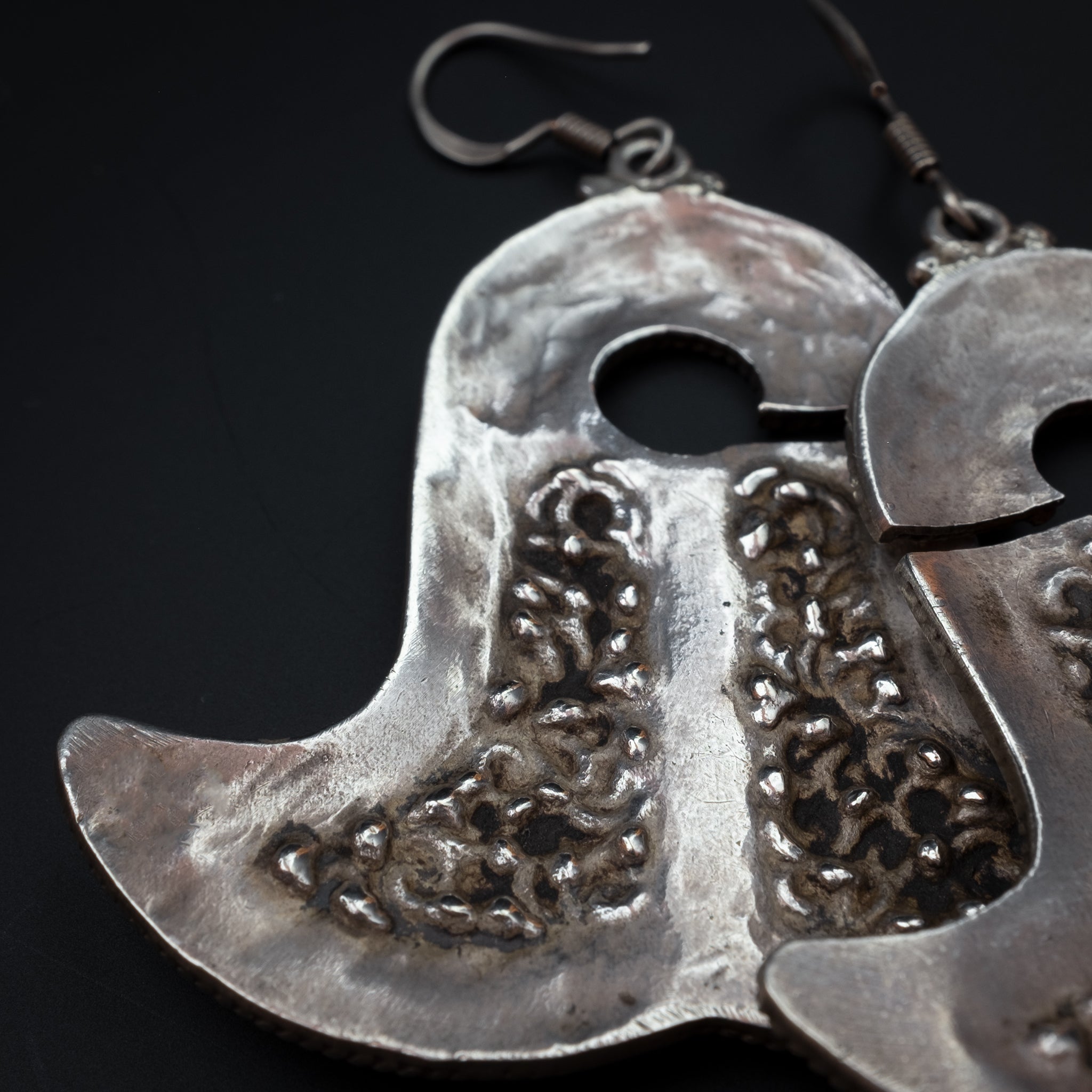 Silver Indonesian earrings, Molucca Islands