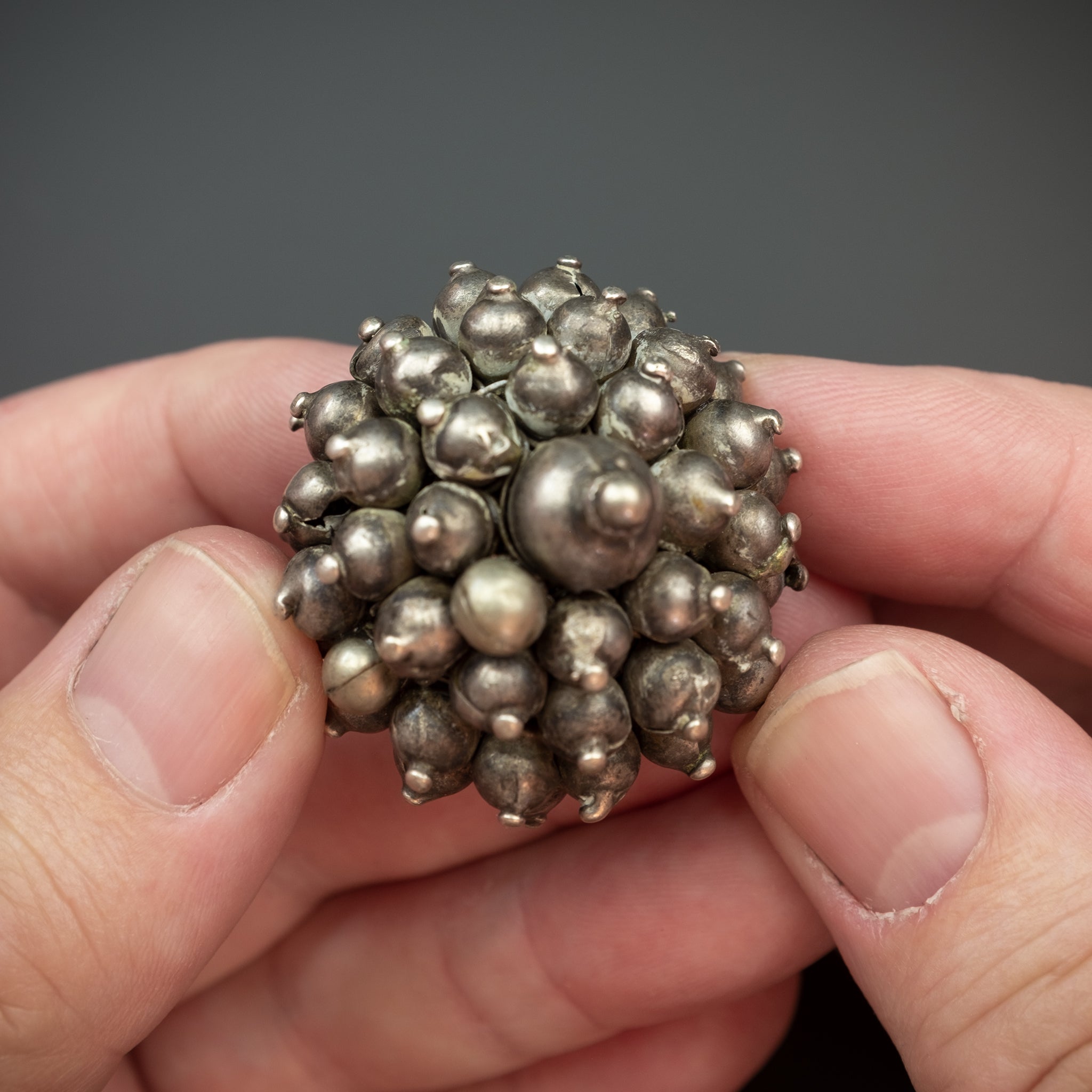 Vintage Silver Karanphool Jhumka Earrings, Uttar Pradesh, India