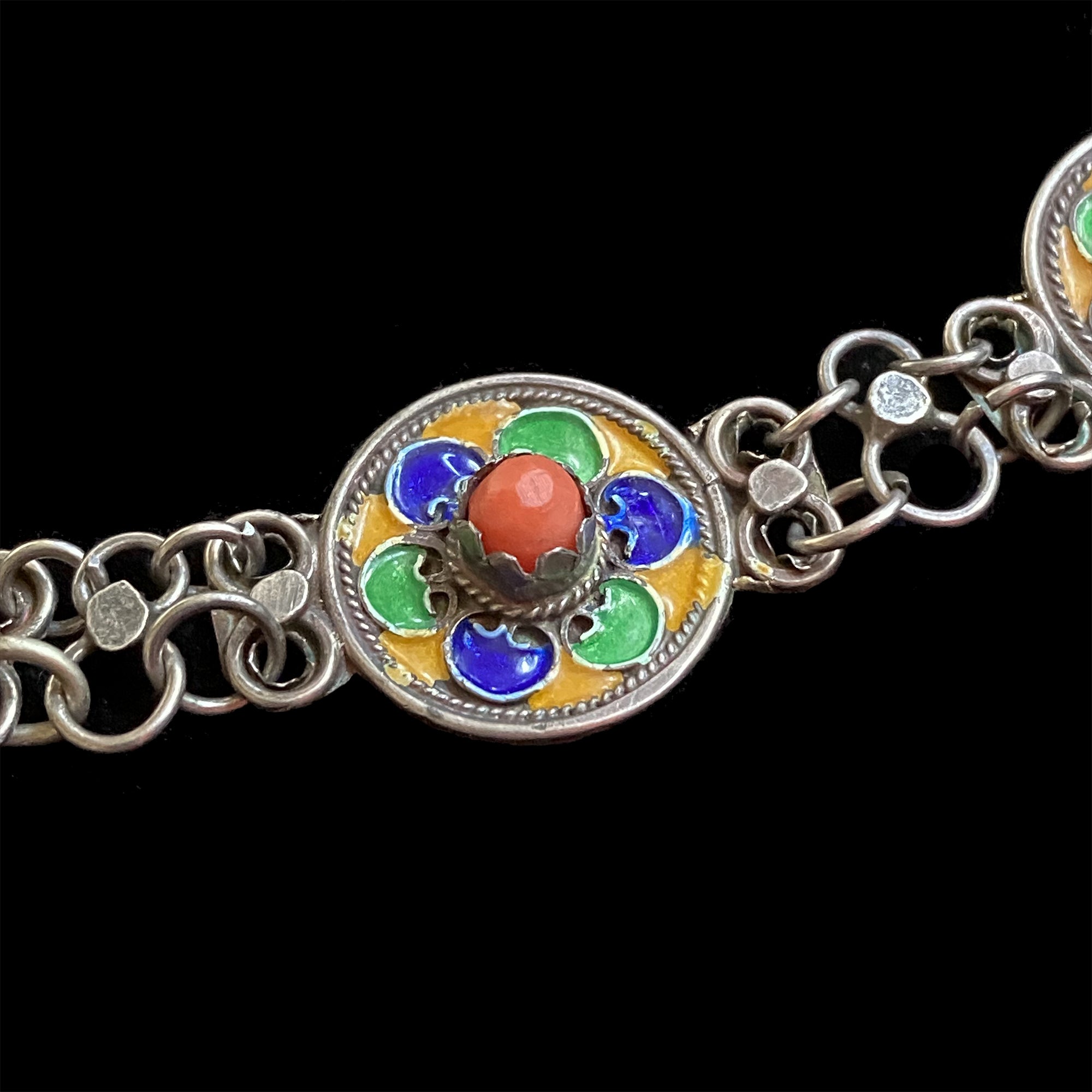 Vintage Silver and Coral Kabyle Necklace, Northern Algeria