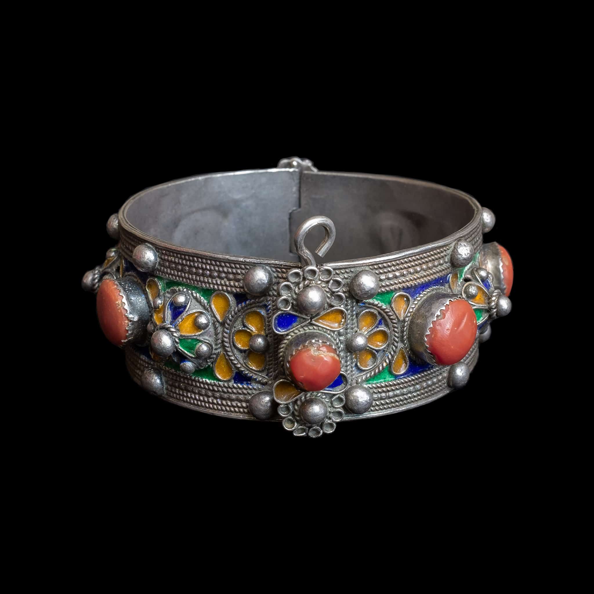 Vintage Kabyle Berber Silver Enamel Link Bracelet – Anteeka