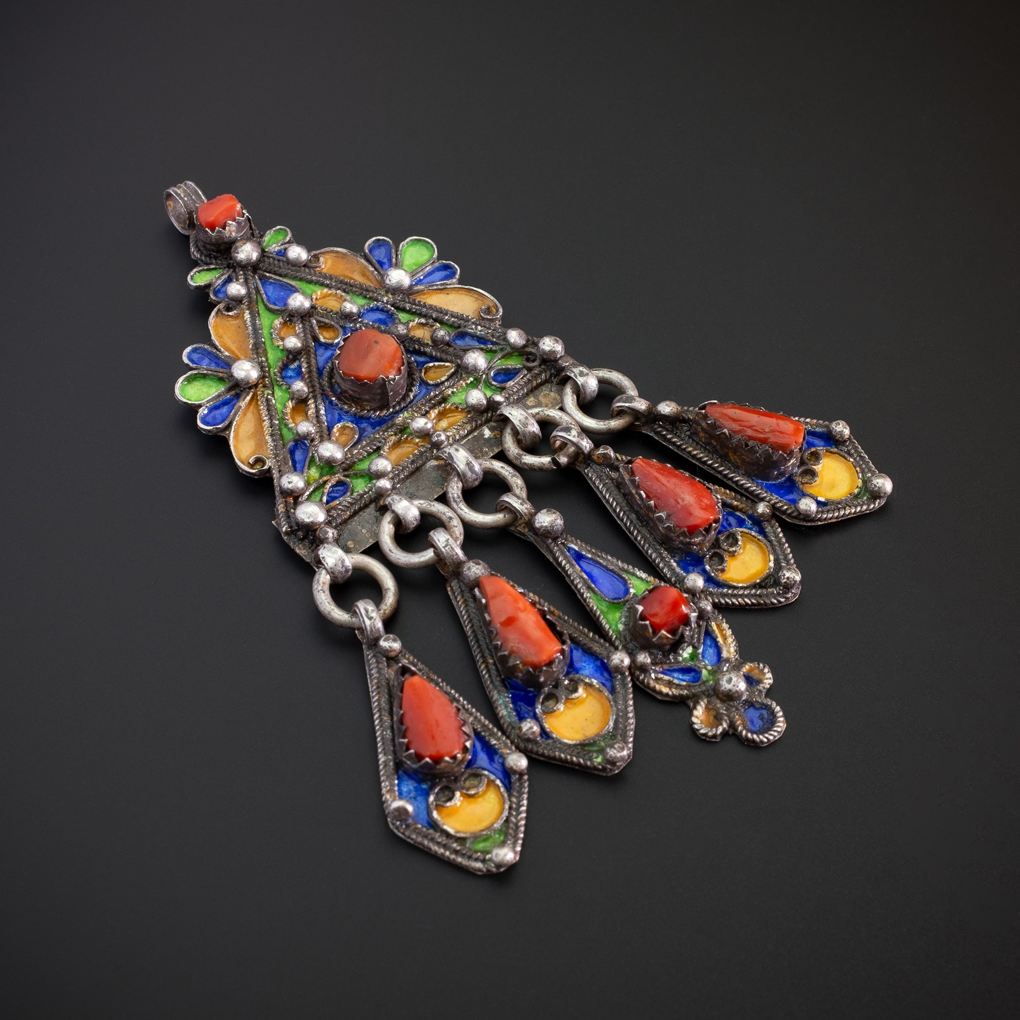 Vintage Kabyle Enamelled Pendant, Kabylie, Algeria