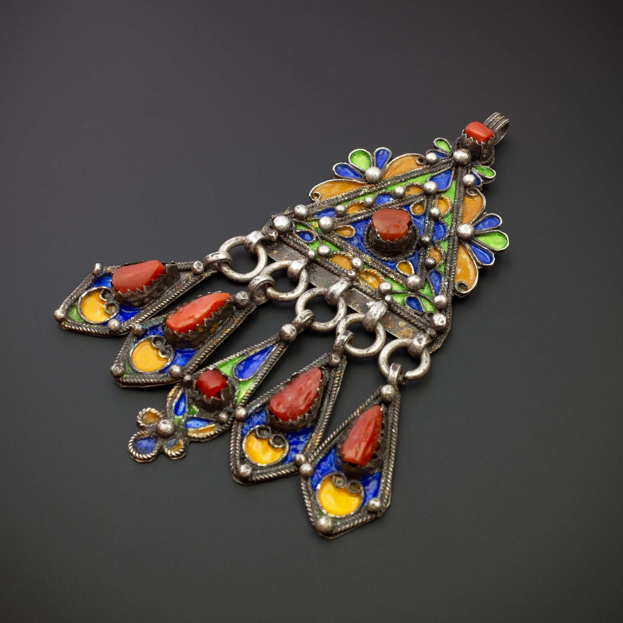 Vintage Kabyle Enamelled Pendant, Kabylie, Algeria