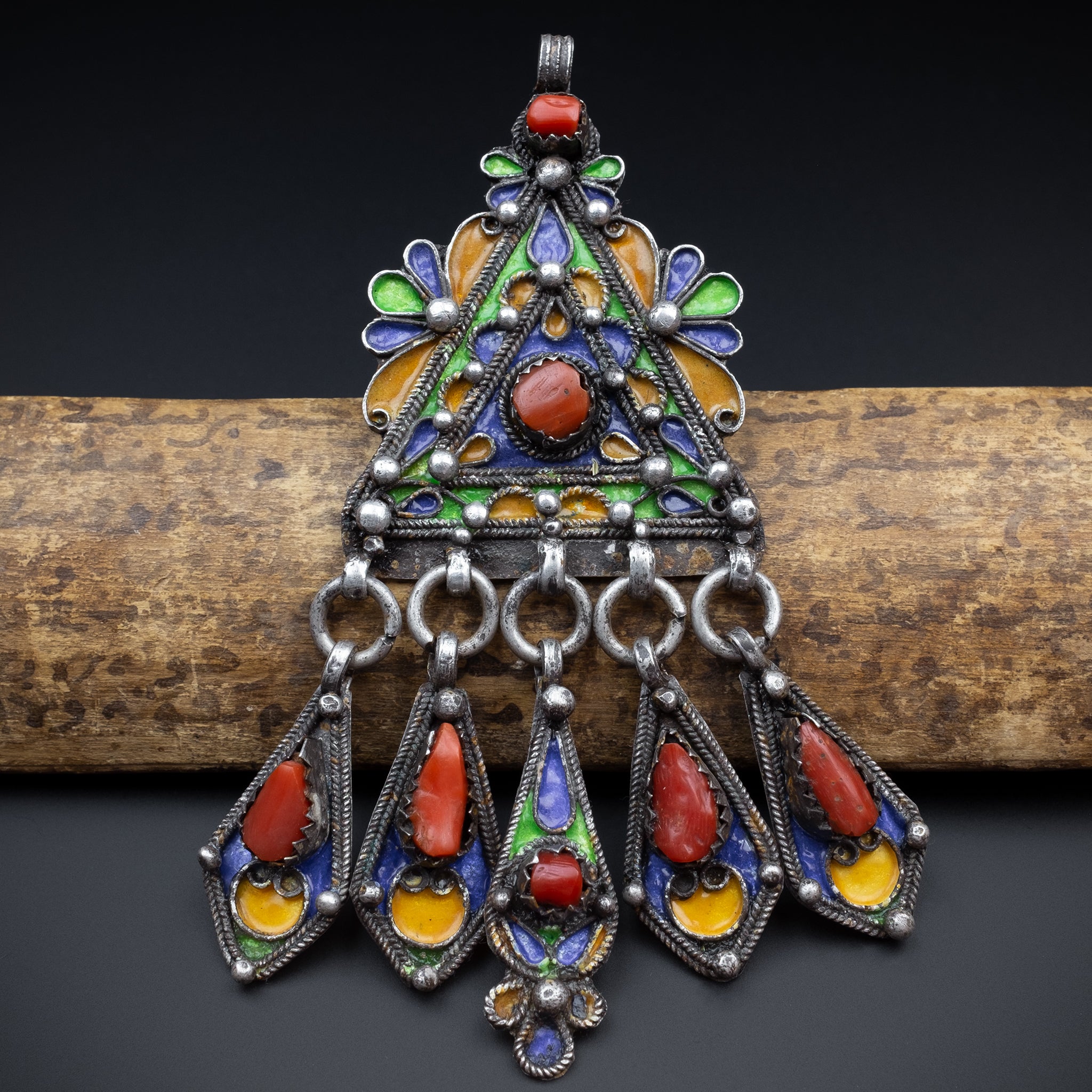 Vintage Kabyle Enamelled Pendant, Kabylie, Algeria