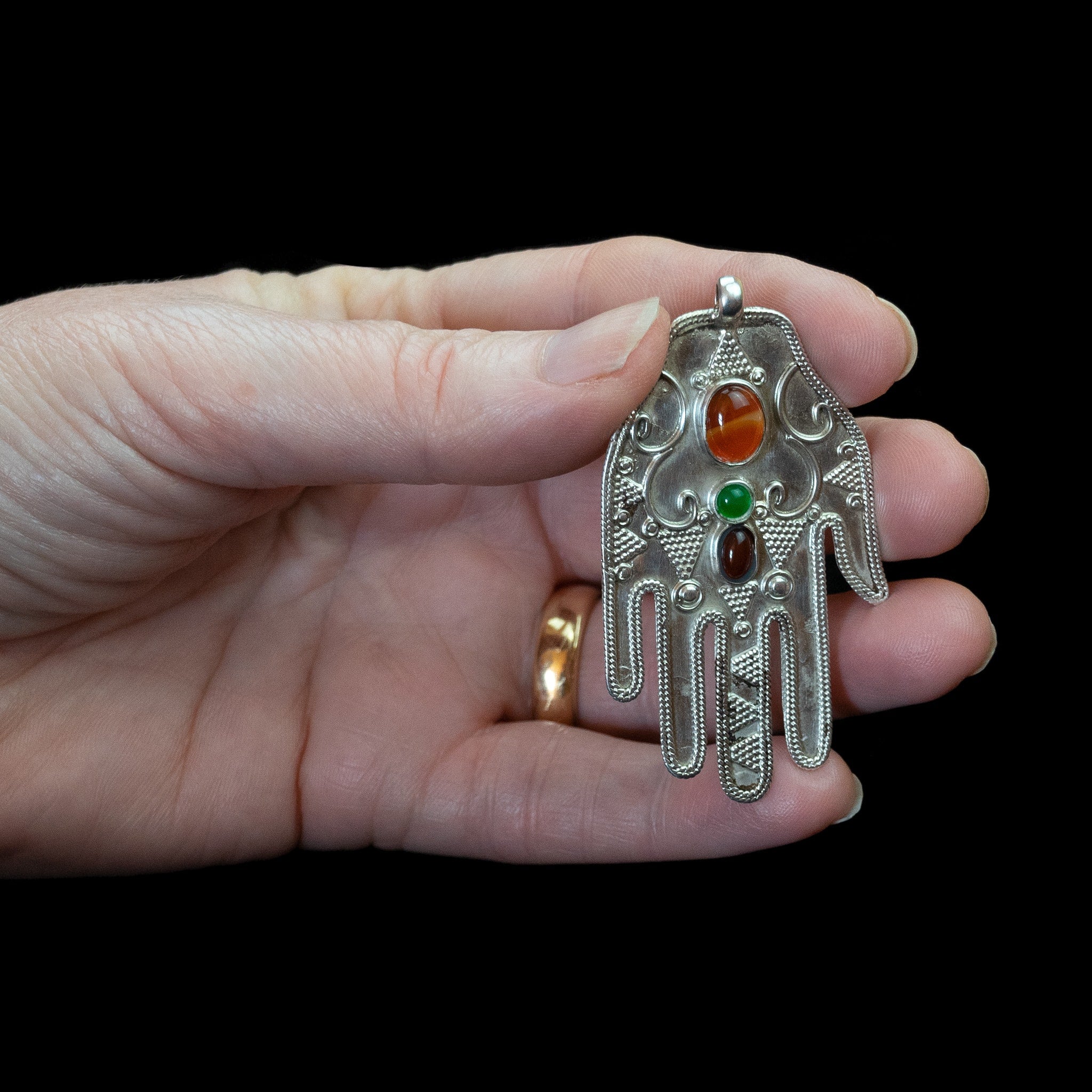 Silver Hamsa made in Kazakhstan | Vintage Ethnic Jewellery