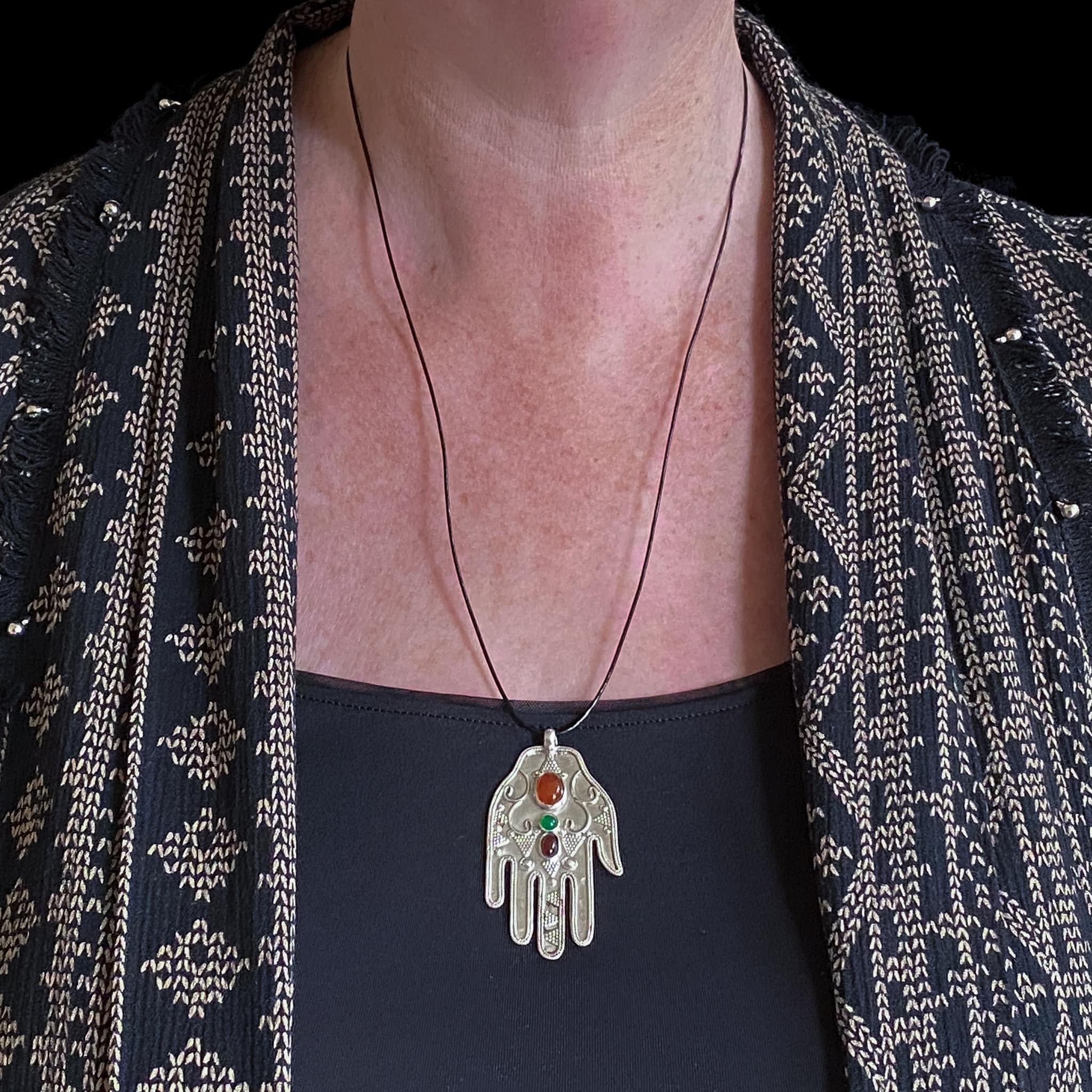 Silver Hamsa made in Kazakhstan | Vintage Ethnic Jewellery