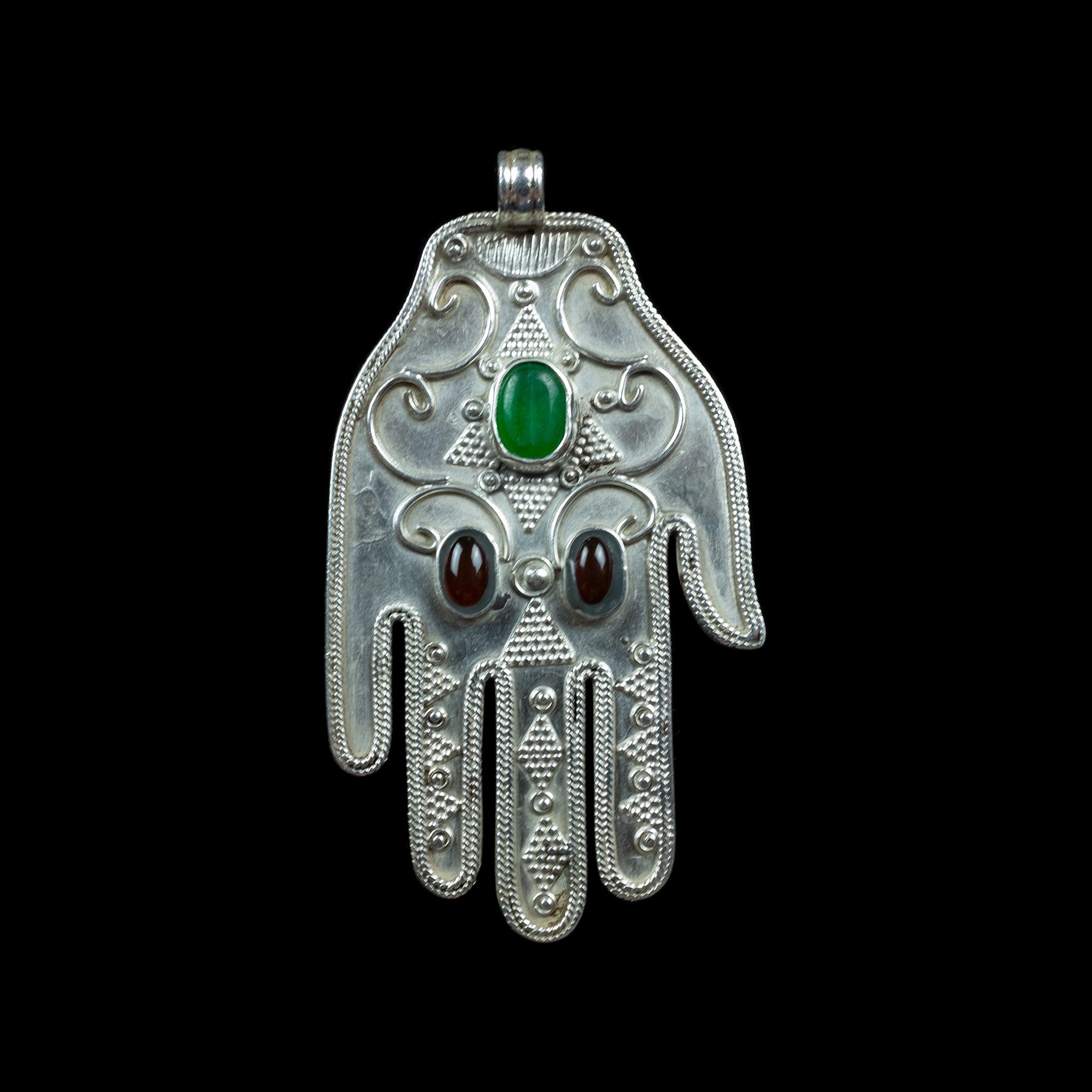 Vintage Silver & Onyx 'Hand of Fatima' Khamsa (Hamsa) made in Kazakhstan 