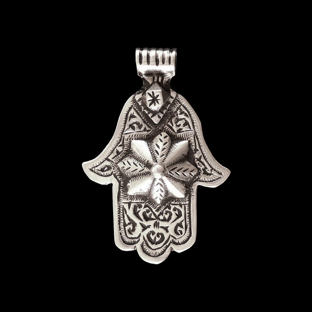 Vintage silver khamsa pendant from Morocco