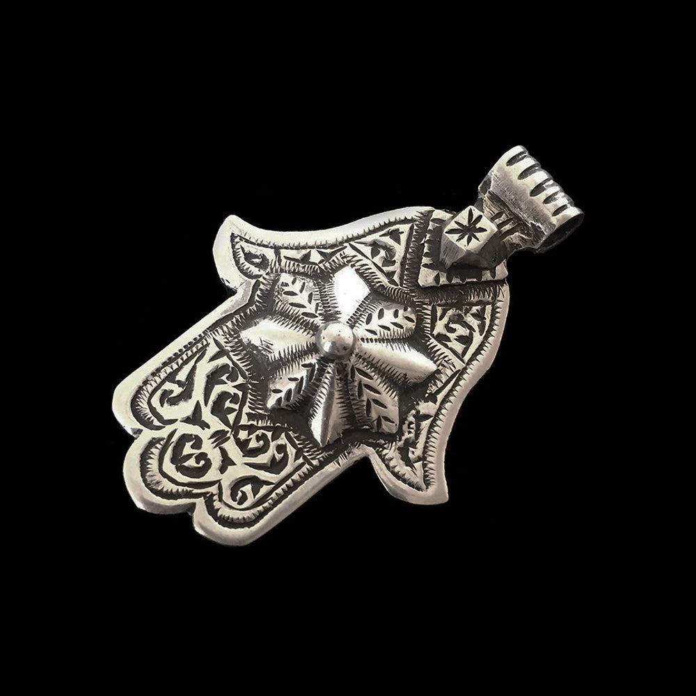 Vintage silver khamsa pendant from Morocco