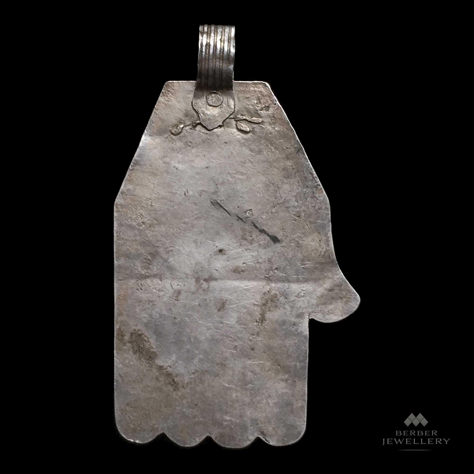 Vintage silver stylised khamsa pendant from Fez, Morocco - large