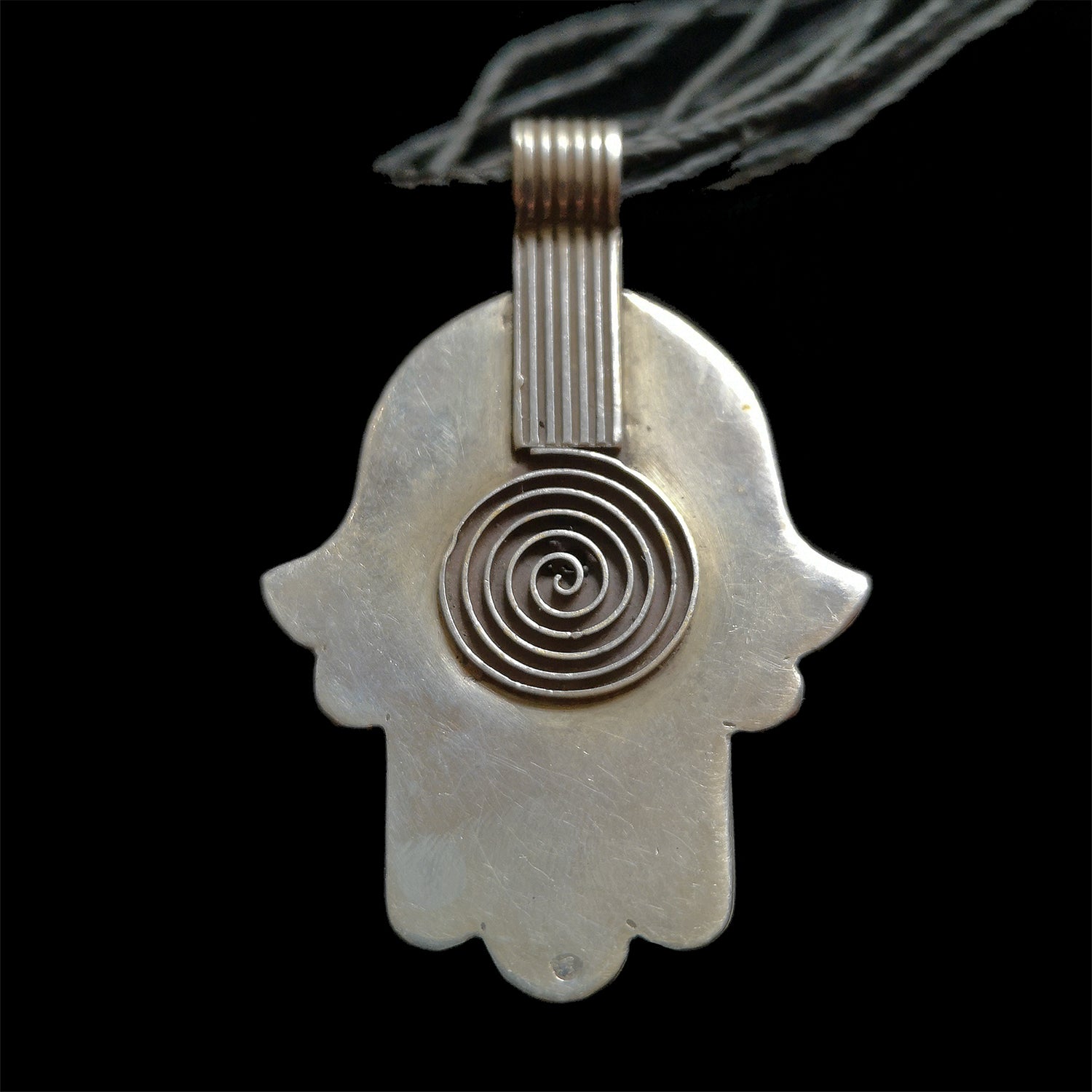 Silver and enamel khamsa pendant from Tiznit, Morocco - medium