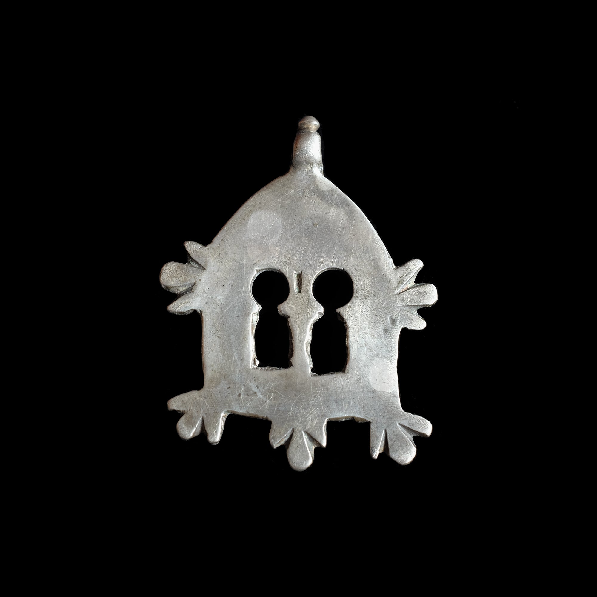 Vintage silver 'Gates of Paradise' pendant from Zagora, Morocco