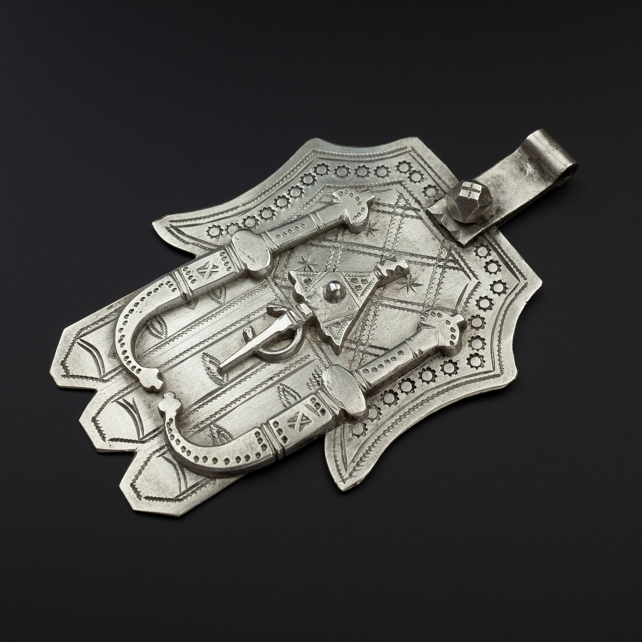 Large Vintage Silver Hamsa, South Morocco
