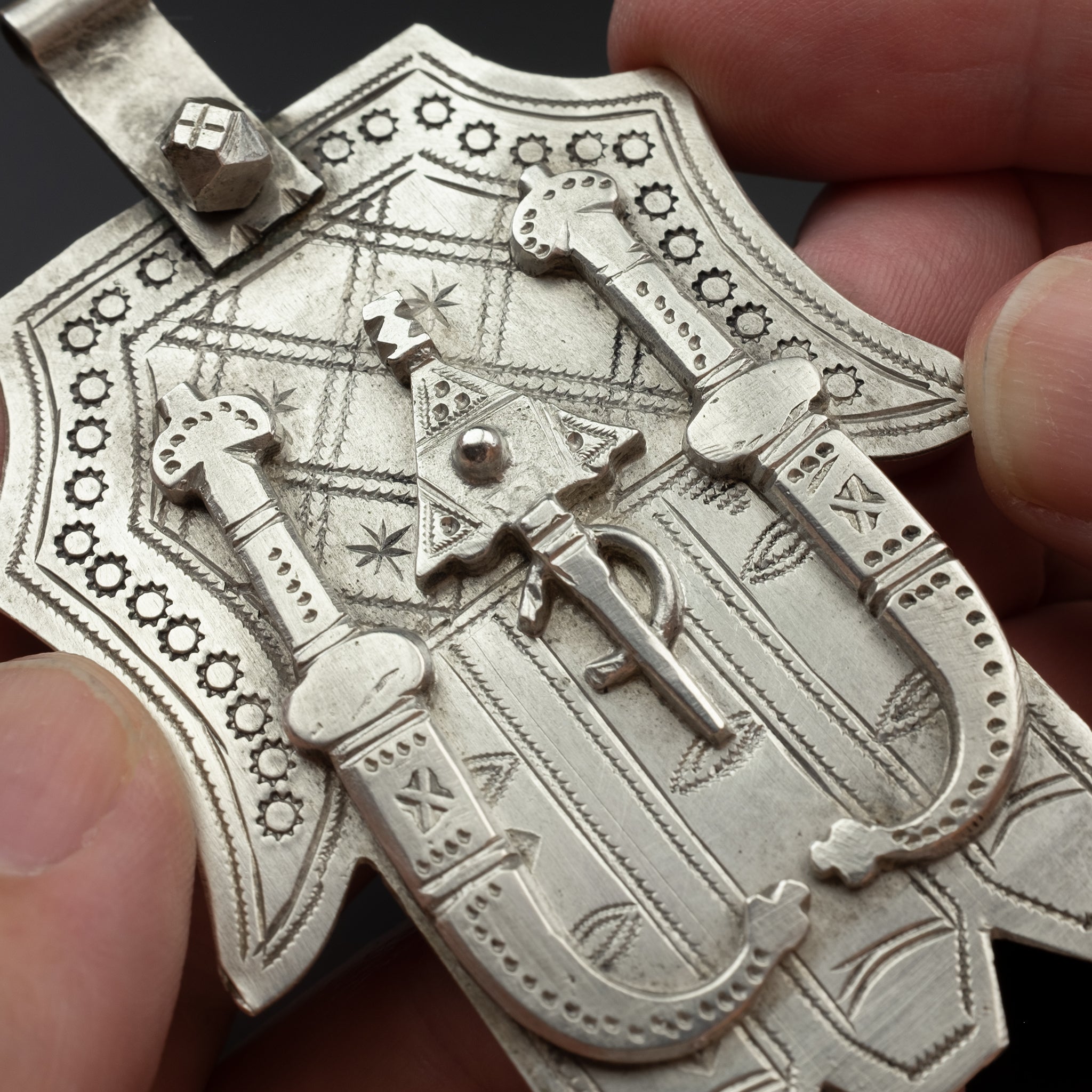 Large Vintage Silver Hamsa, South Morocco