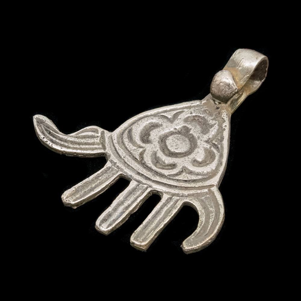 Unusual vintage stylised khamsa pendant from Morocco - medium
