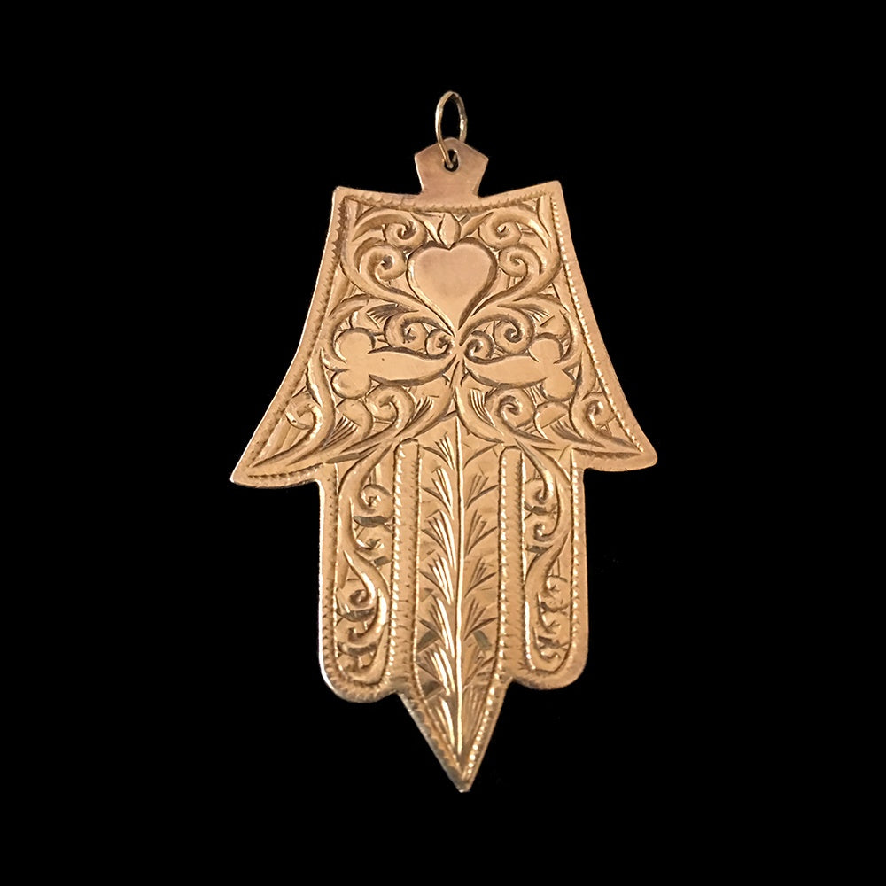 Vintage 18-carat gold khamsa pendant from Morocco