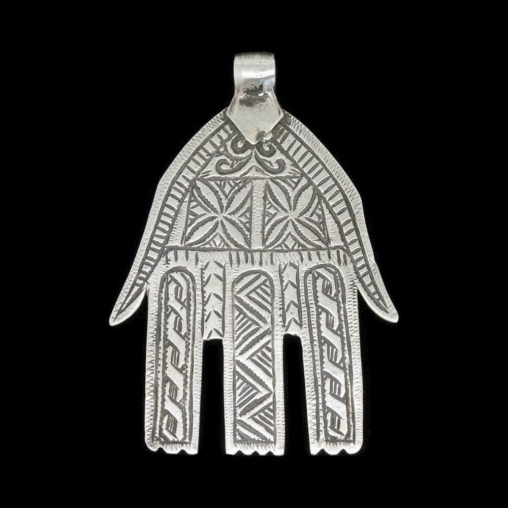 Vintage silver khamsa pendant from Marrakech, Morocco