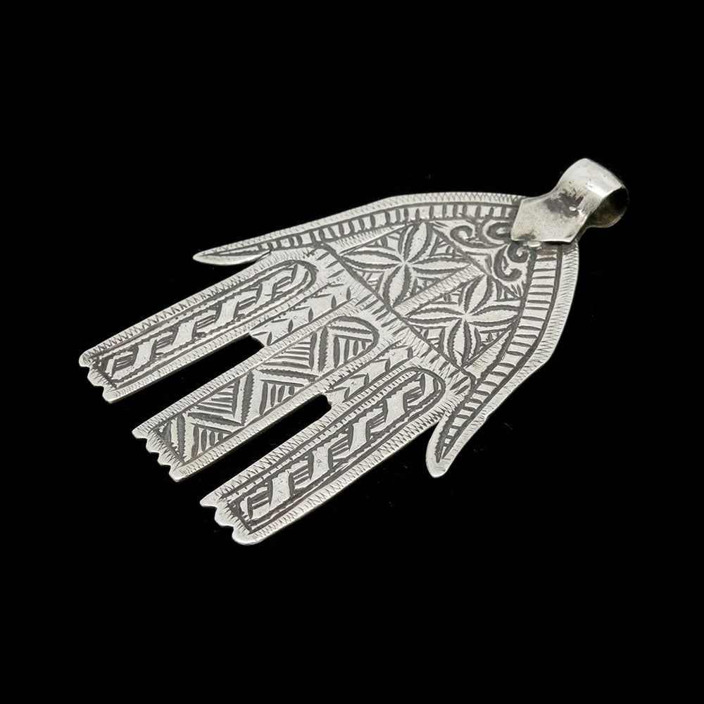 Vintage silver khamsa pendant from Marrakech, Morocco