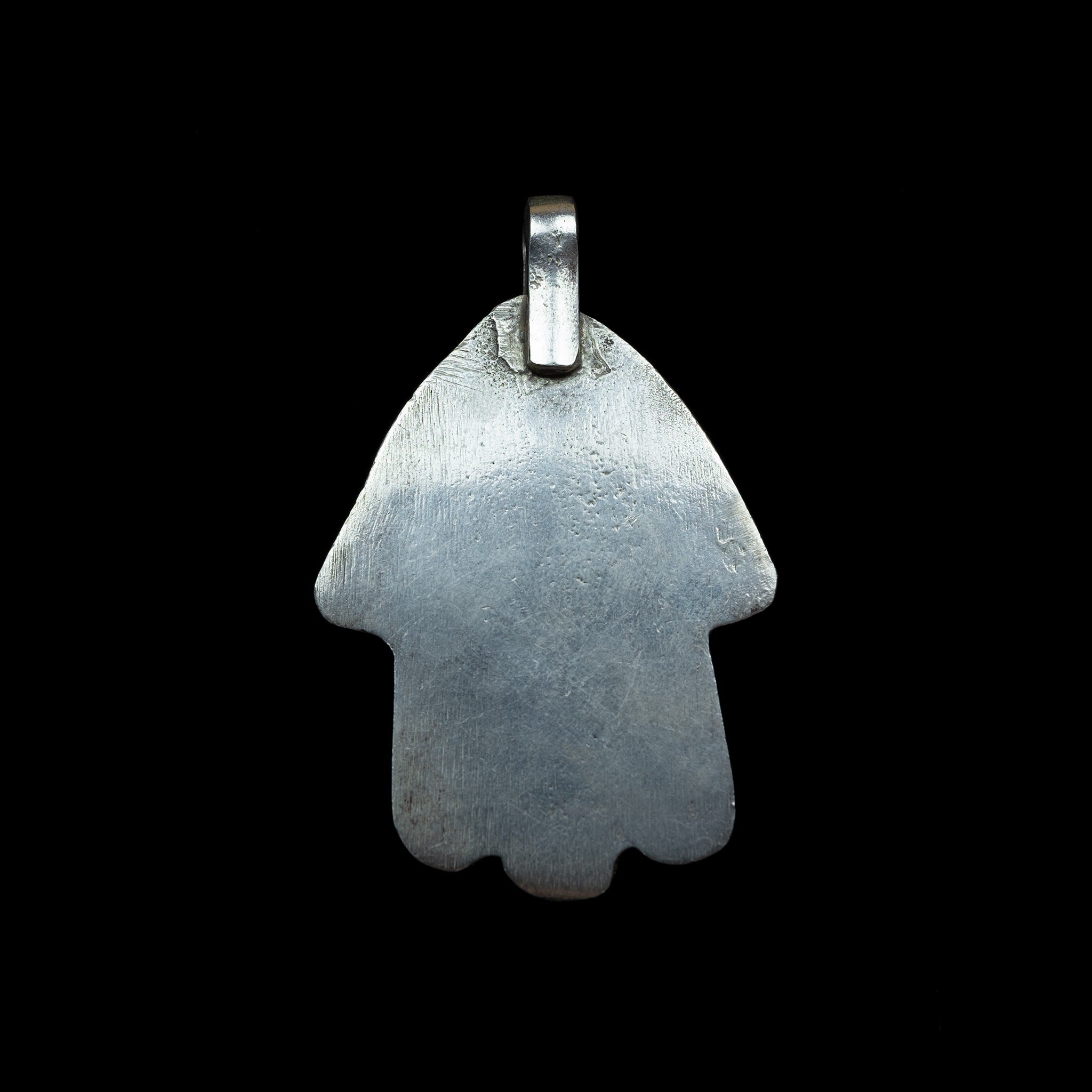 Old Moroccan Silver 'Hand of Fatima' Khamsa (Hamsa) with Brass Salamander