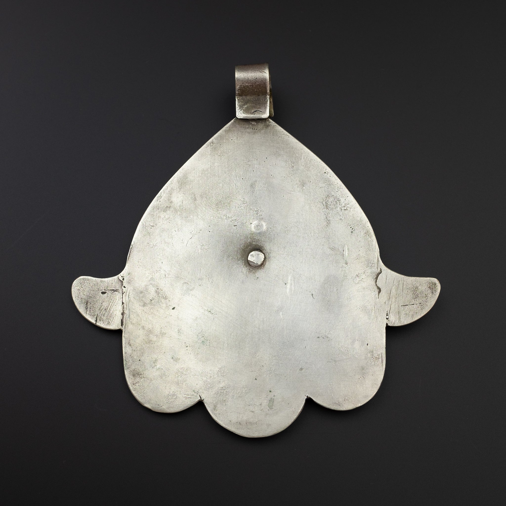 Old Moroccan Silver 'Hand of Fatima' Khamsa (Hamsa) Pendant with Salamander - Large