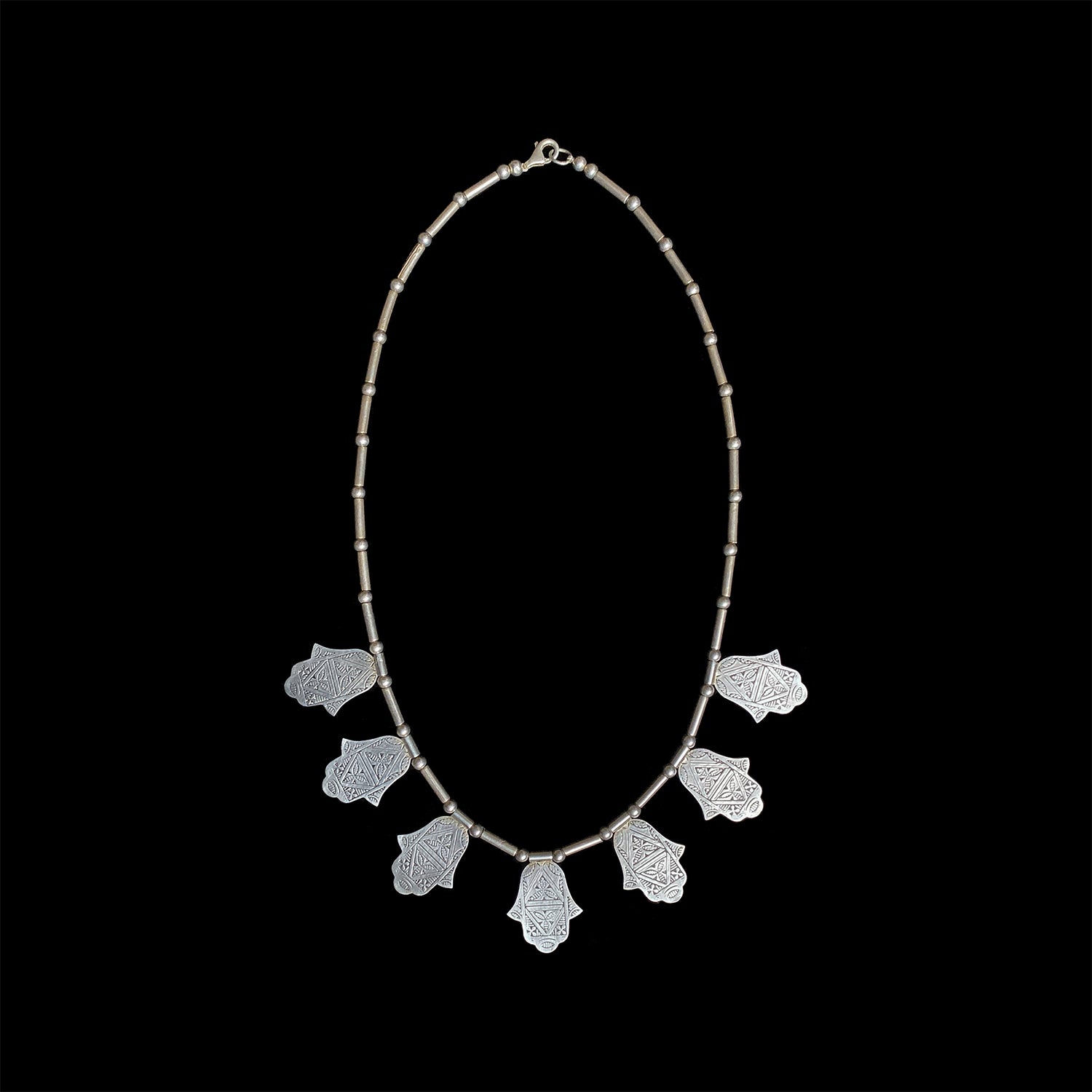 Silver khamsa necklace from Morocco