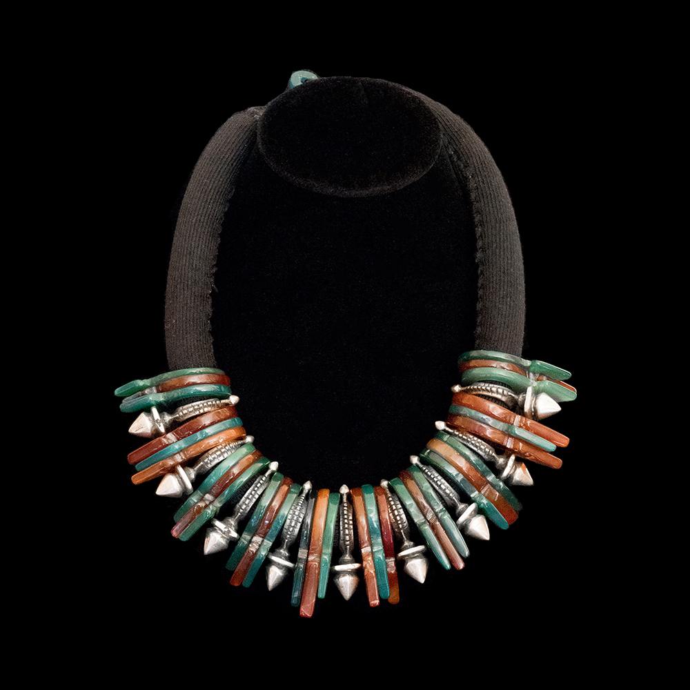 Berber Jewellery | Tuareg tanfouk and zinder necklace from Niger.       
