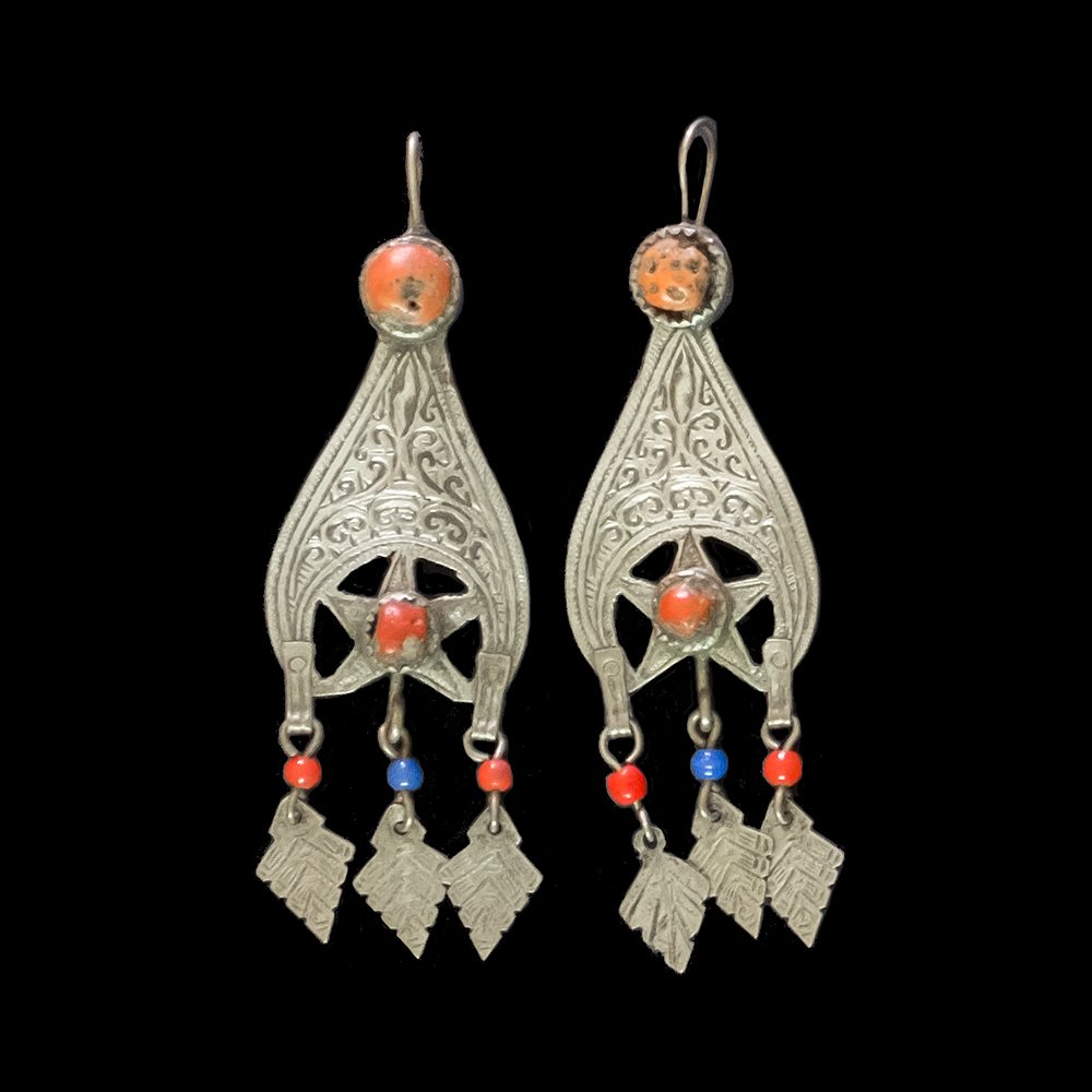 Vintage silver earrings from the Rif Mountains