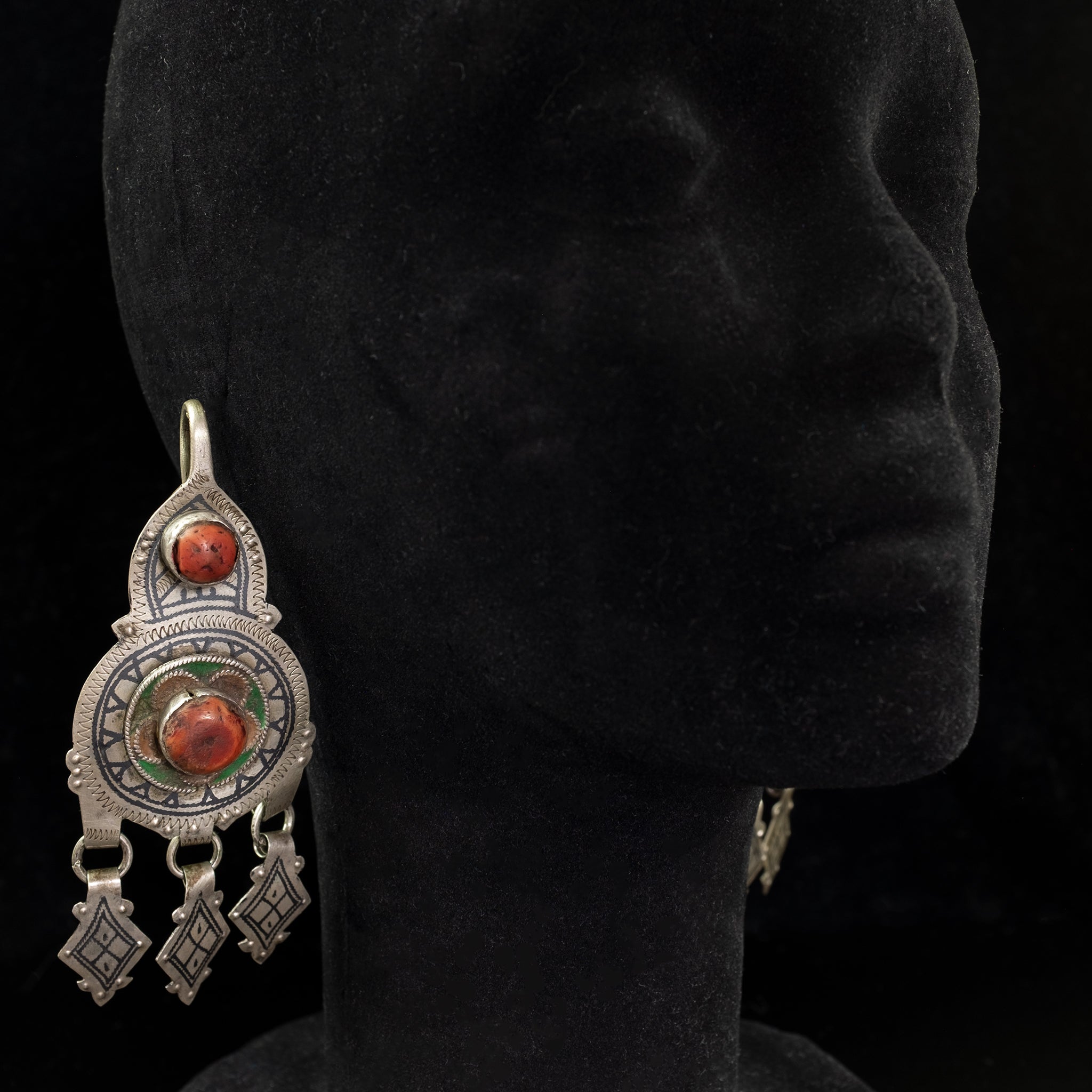 Pair of Old Moroccan Berber Earrings/Temporals from Ida Ou Nadif - RARE