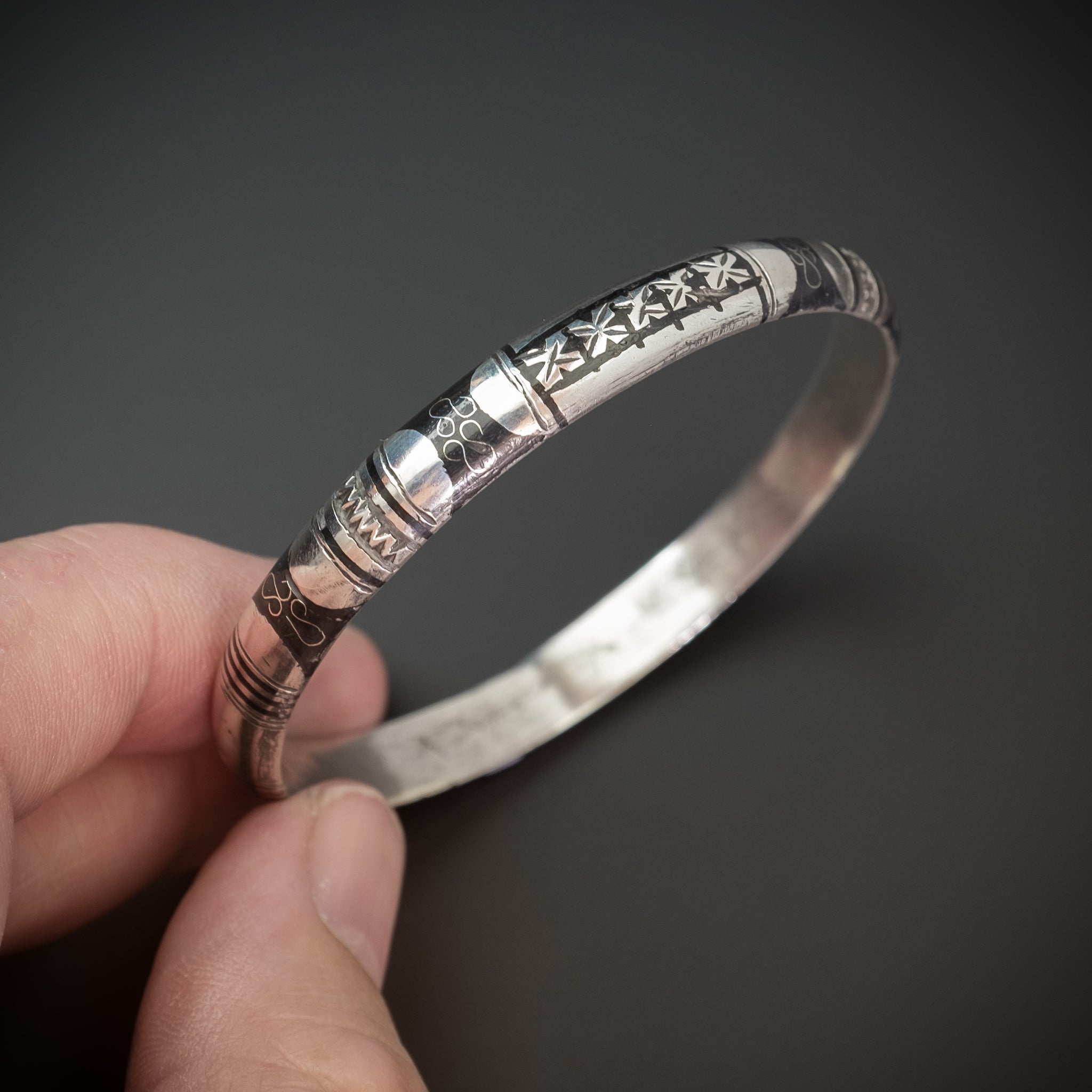 Silver Saharan Bangle Bracelet, Morocco