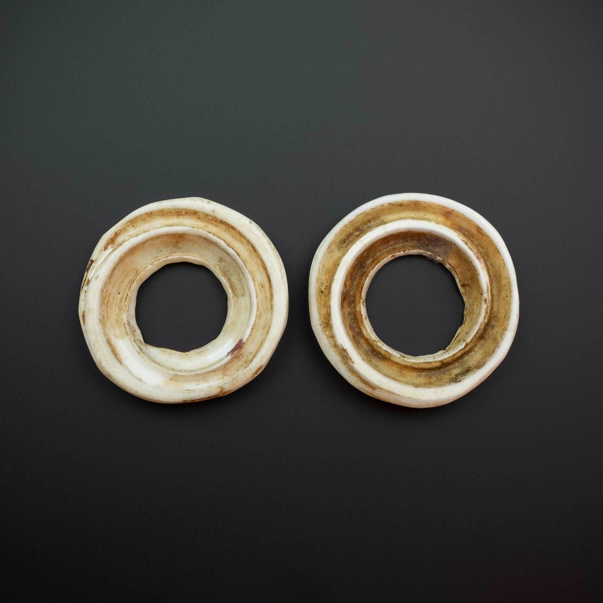 Two Old Large Conus Shell Beads, Mauritania